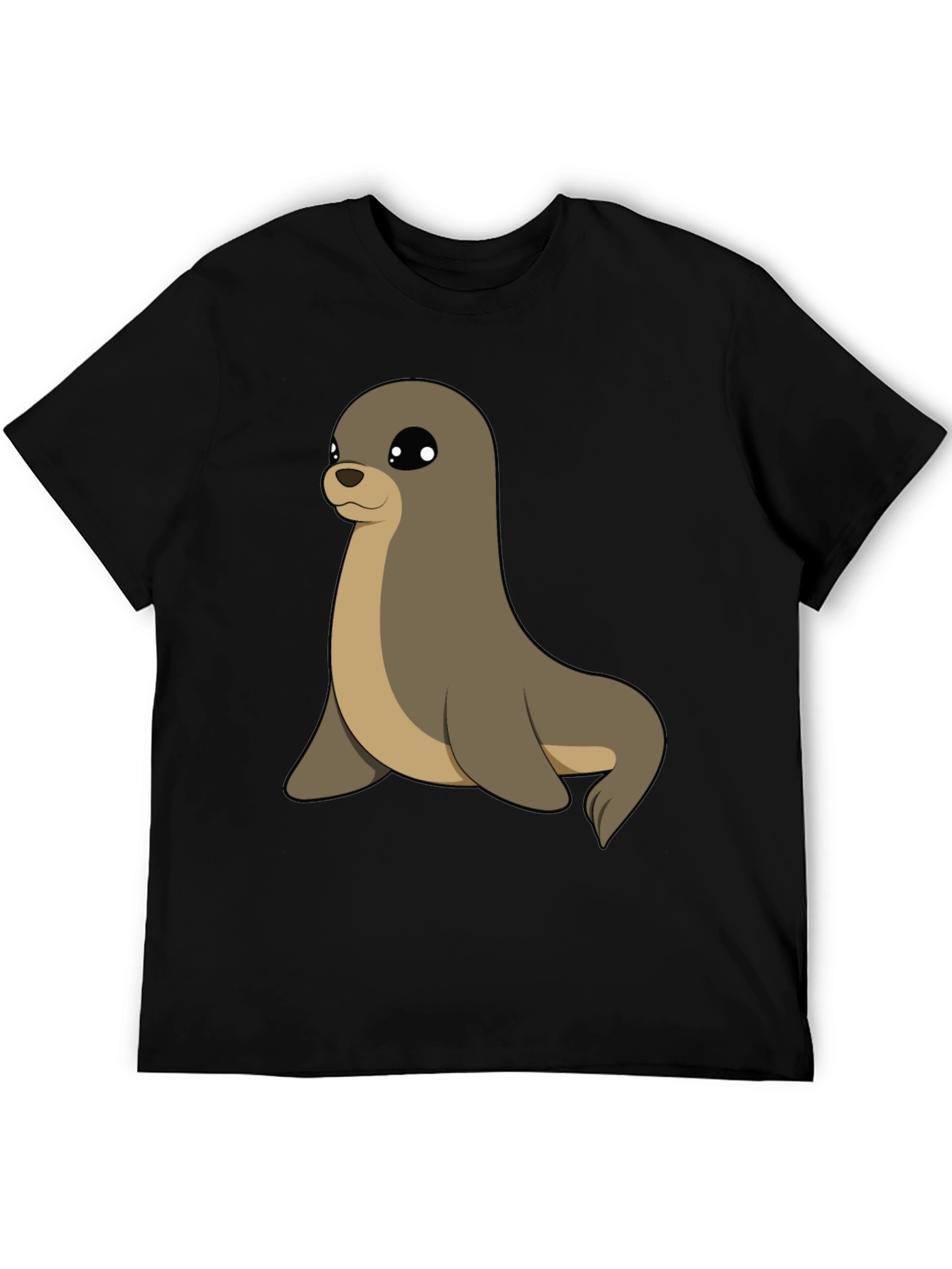 Black Cute Seal Graphic Tee - Casual Black T-Shirt view 5