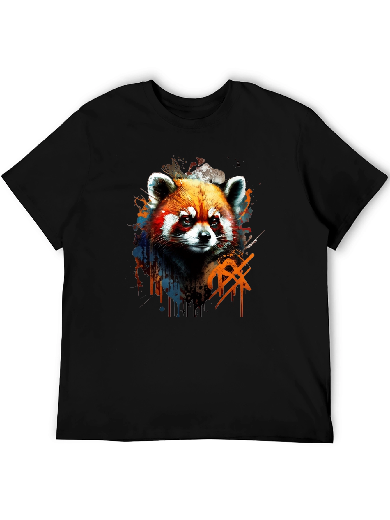 Black Red Panda Graphic Tee - Cool Animal Print Shirt view 5