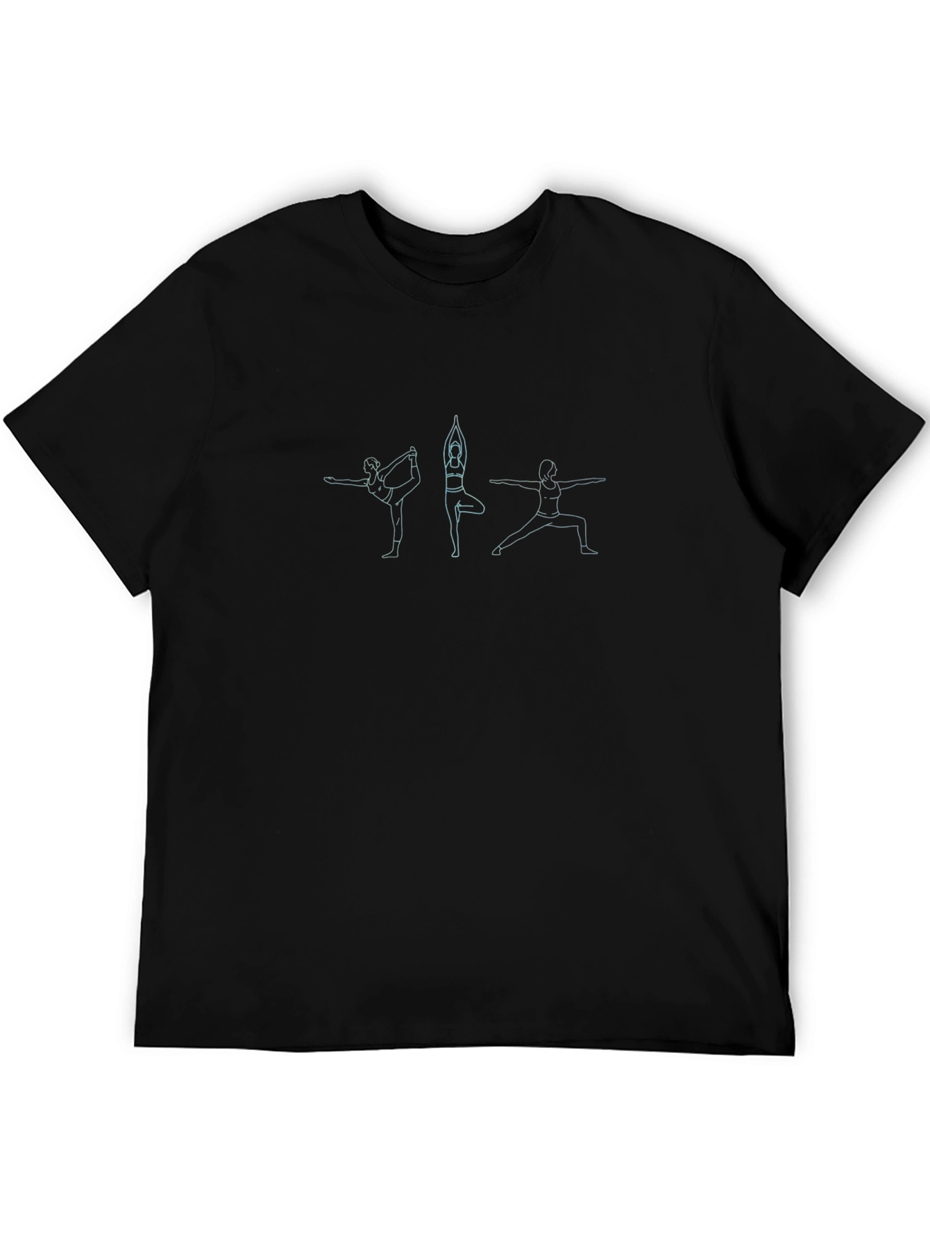 Black Yoga Poses Graphic Tee - Black Cotton T-Shirt view 5