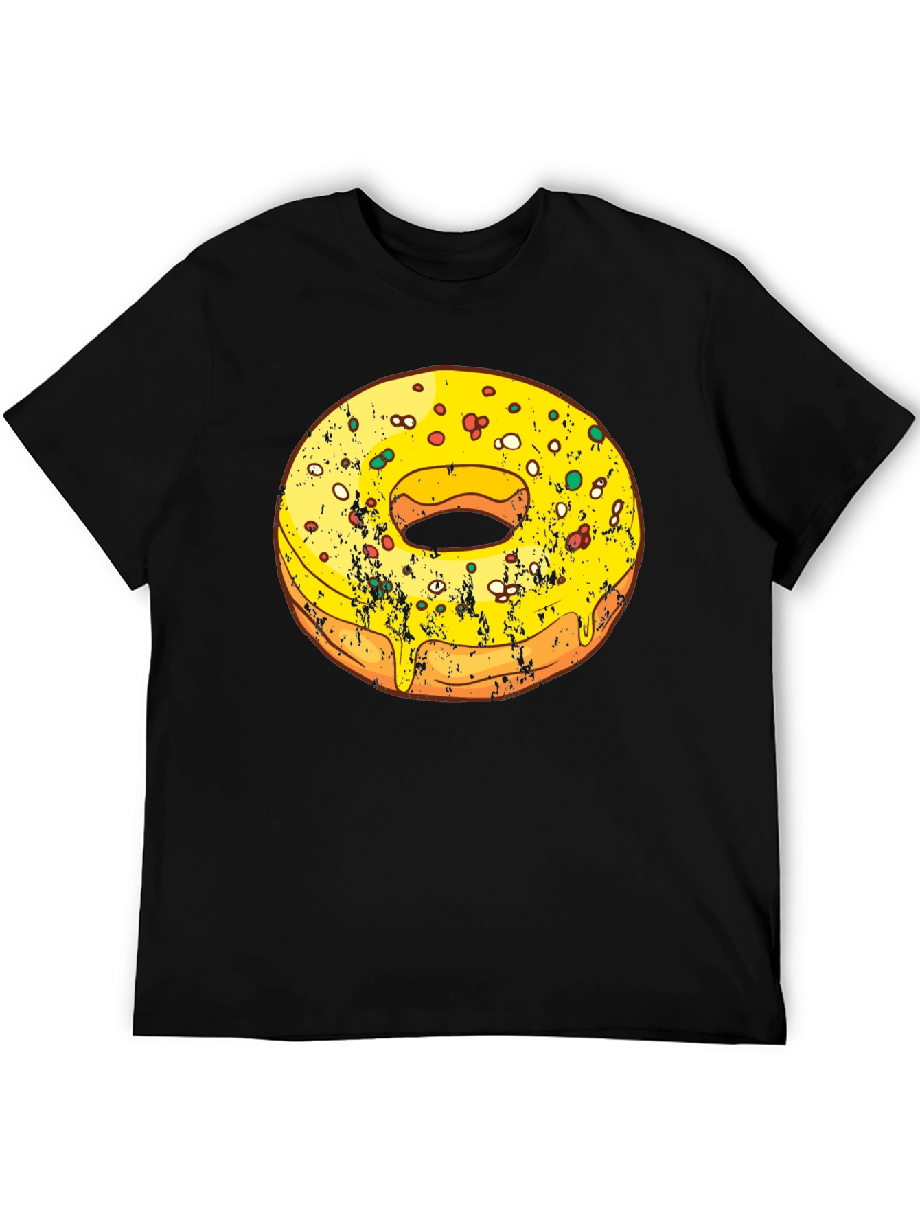 Black Donut Graphic Tee - Fun Foodie T-Shirt view 5