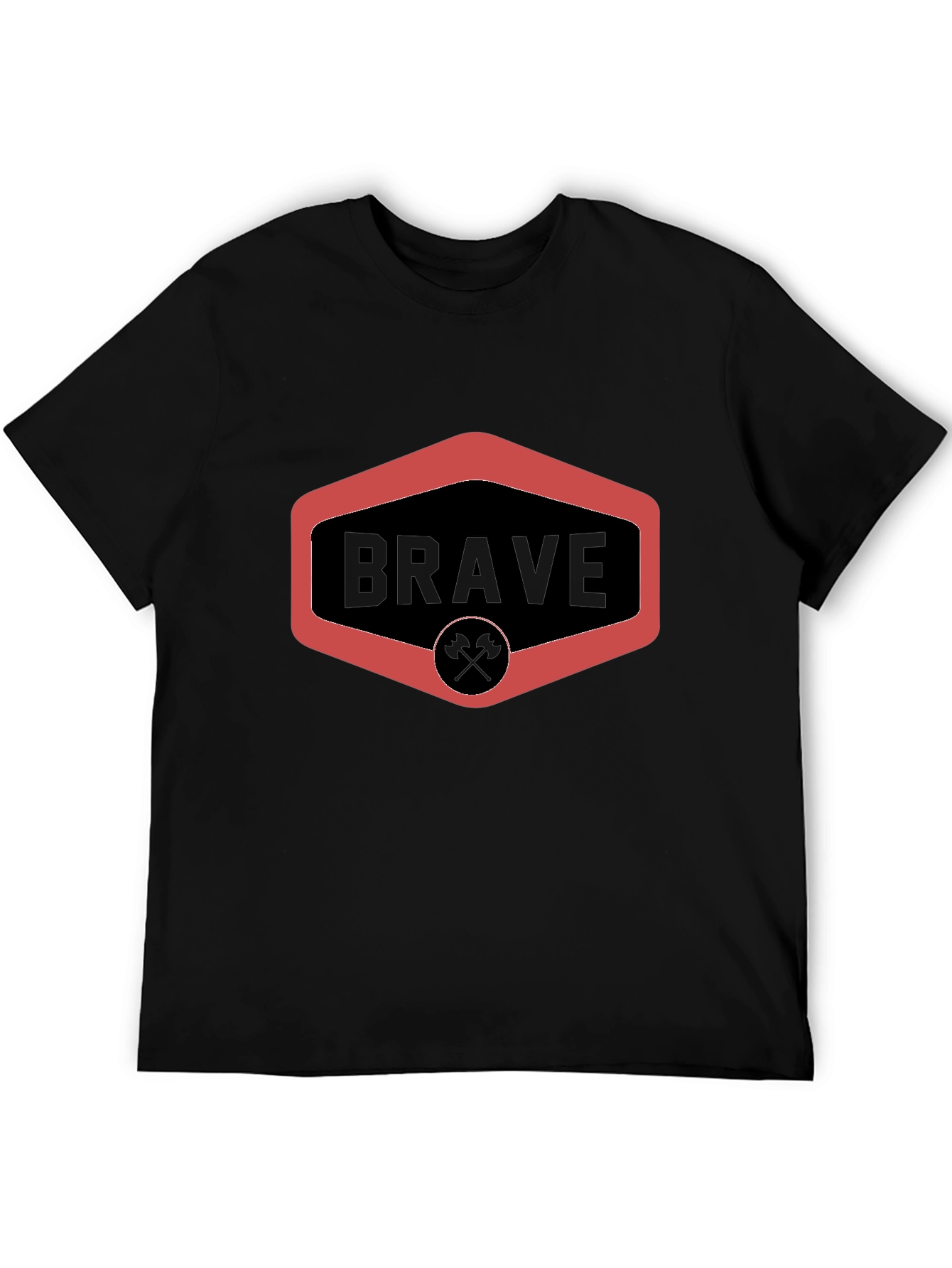 Black Brave Graphic Tee - Black Crew Neck view 5