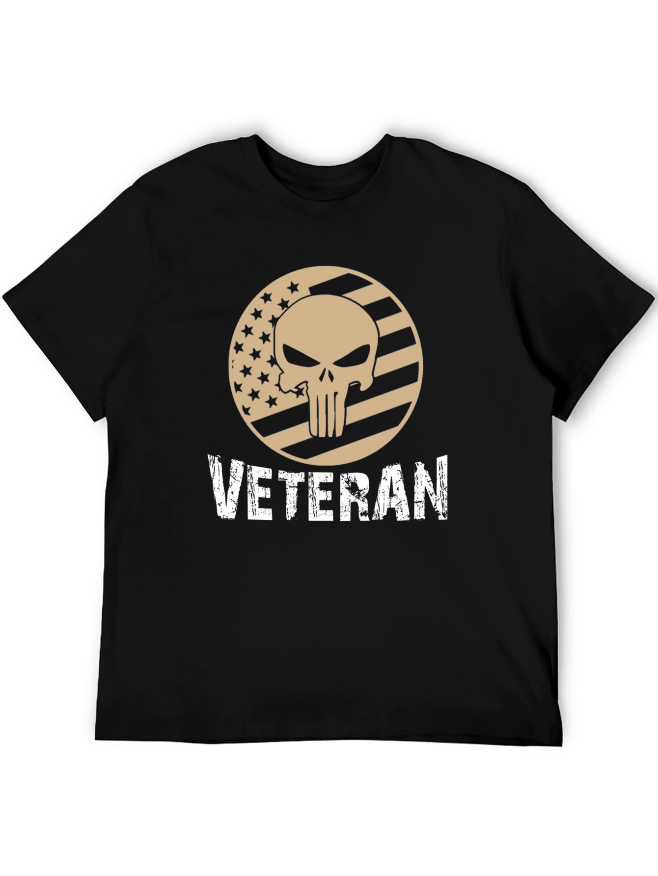 Black Veteran Punisher Skull Graphic T-Shirt view 5