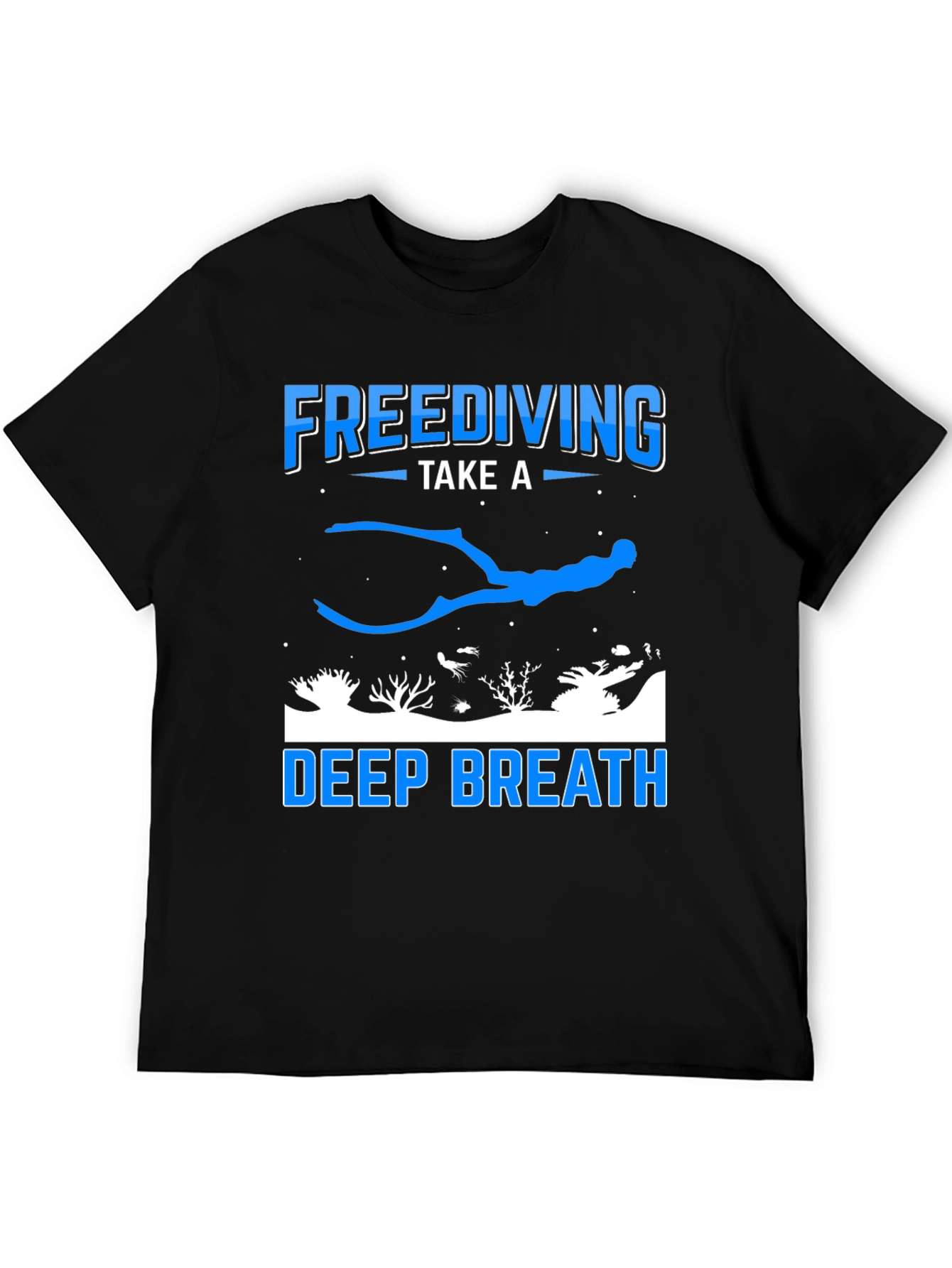 Black Freediving Deep Breath Graphic T-Shirt view 5