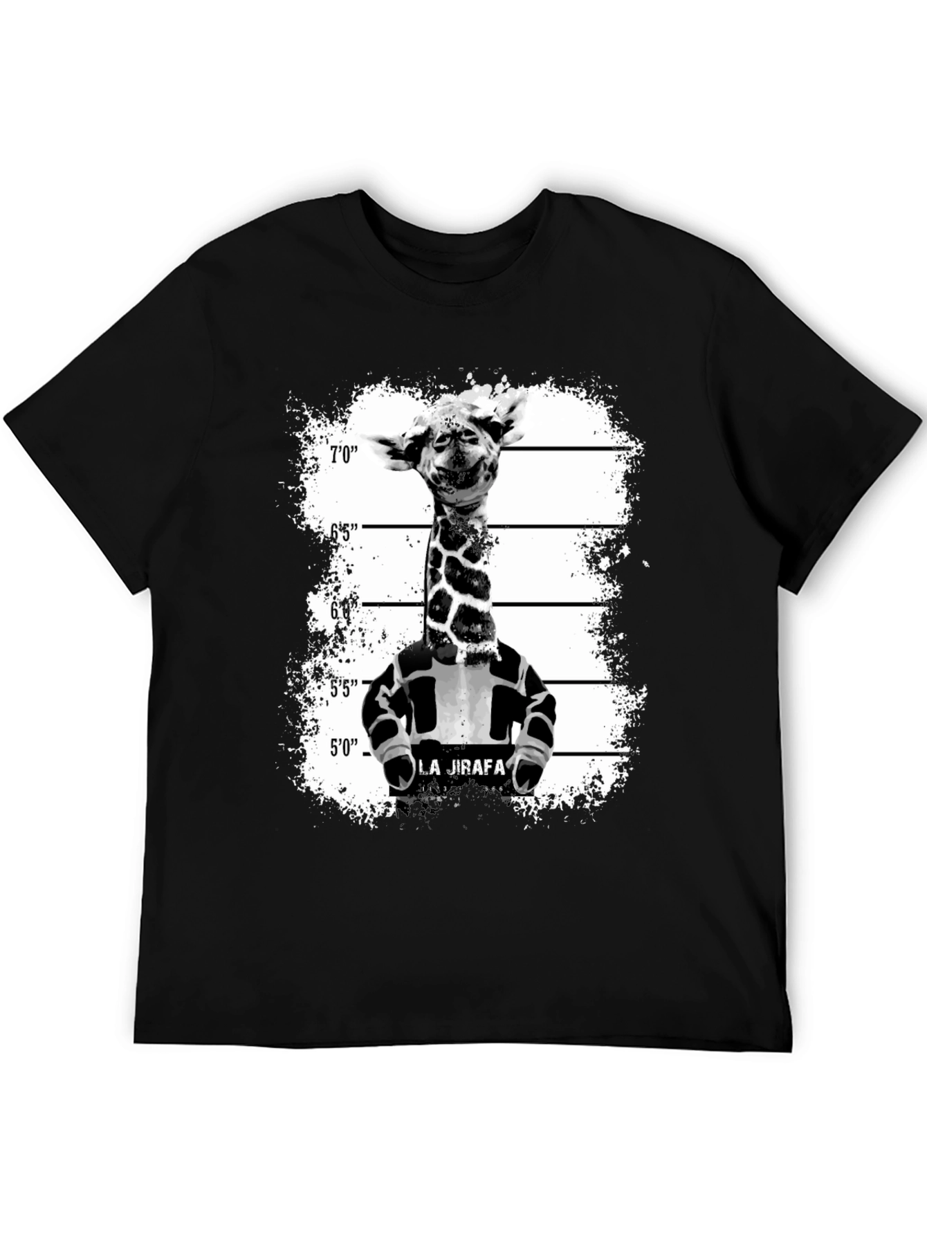 Black Giraffe Mugshot Graphic Tee - Funky Animal T-Shirt view 5