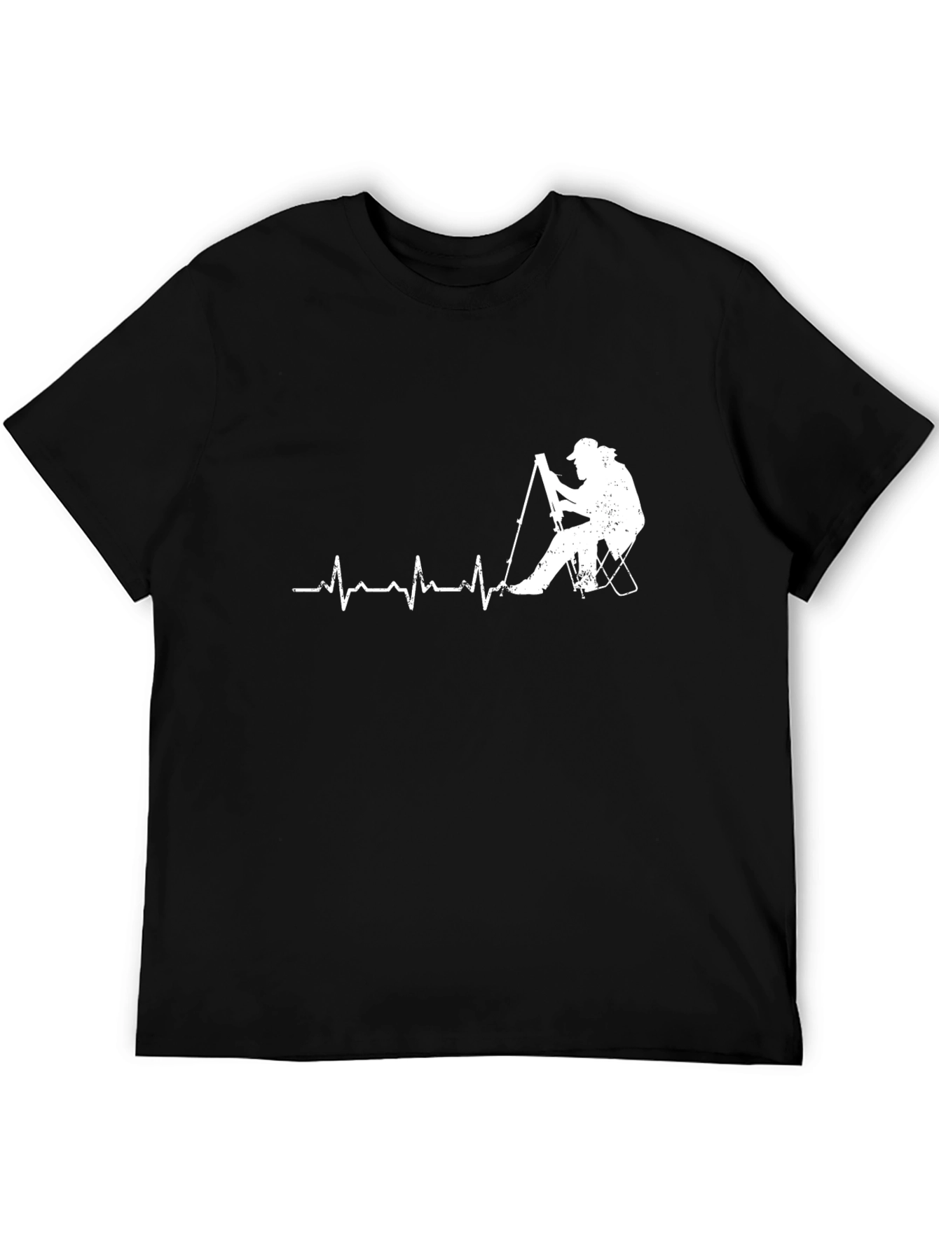 Black Fishing Heartbeat Graphic T-Shirt - Black view 5