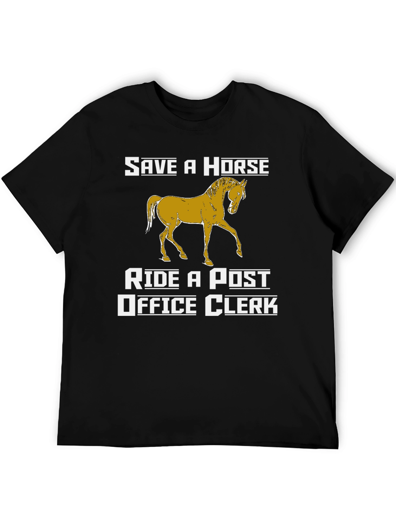 Black Save a Horse Ride a Post Office Clerk Graphic T-Shirt view 5