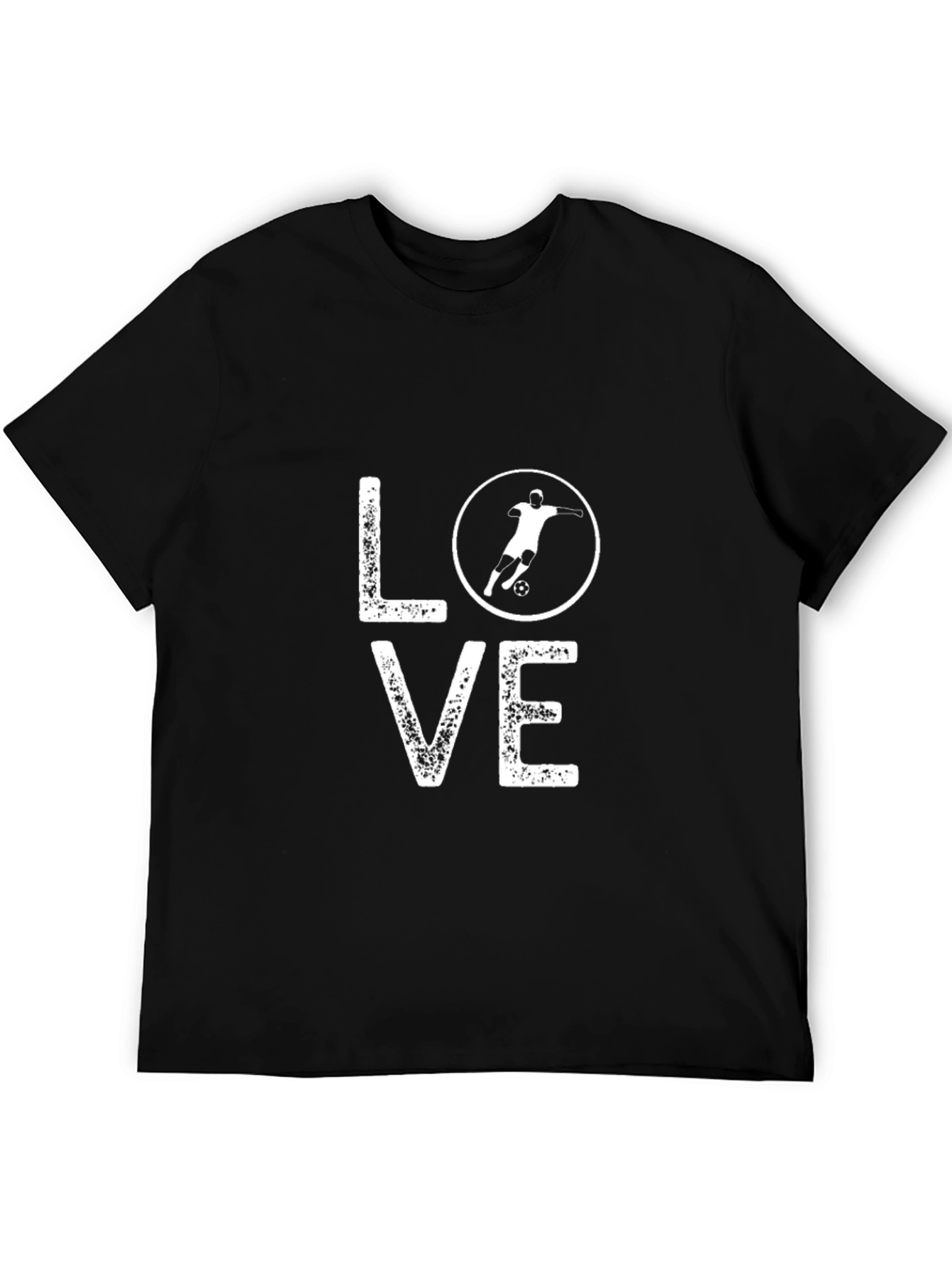 Black Love Soccer Graphic Tee - Black Cotton Casual Shirt view 5