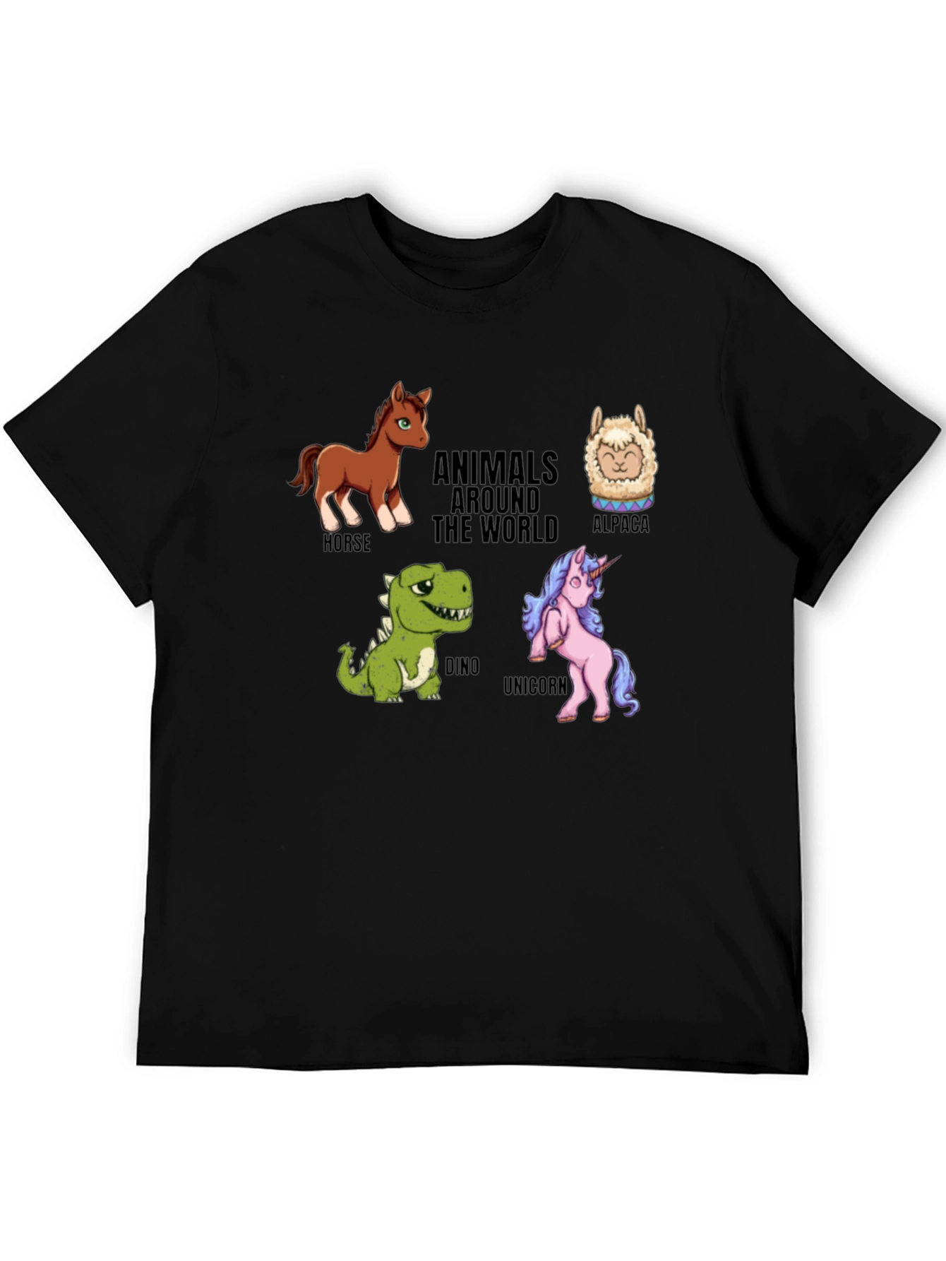Black Animals Around The World Graphic Tee view 5