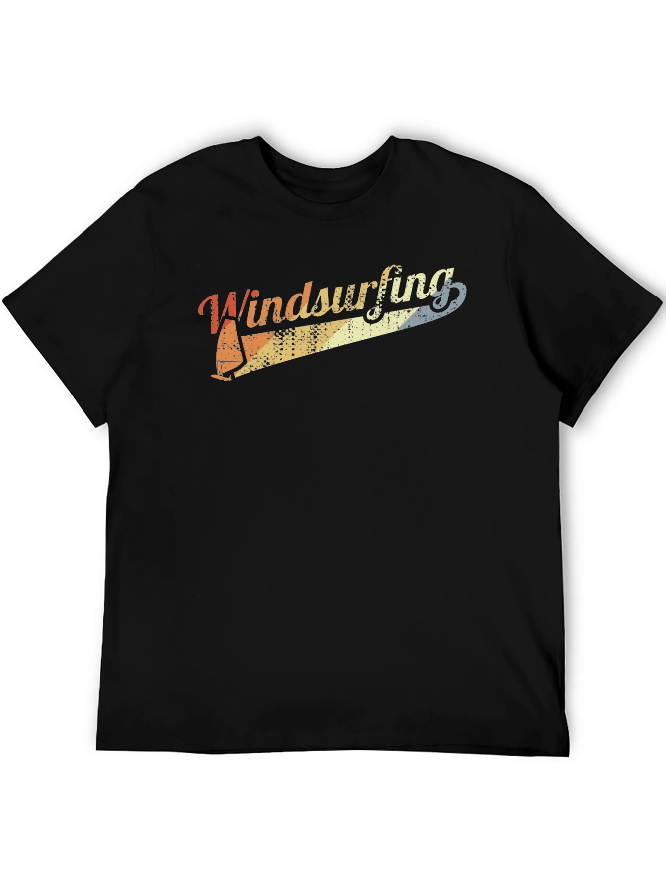Black Retro Windsurfing T-Shirt - Vintage Style Tee view 5