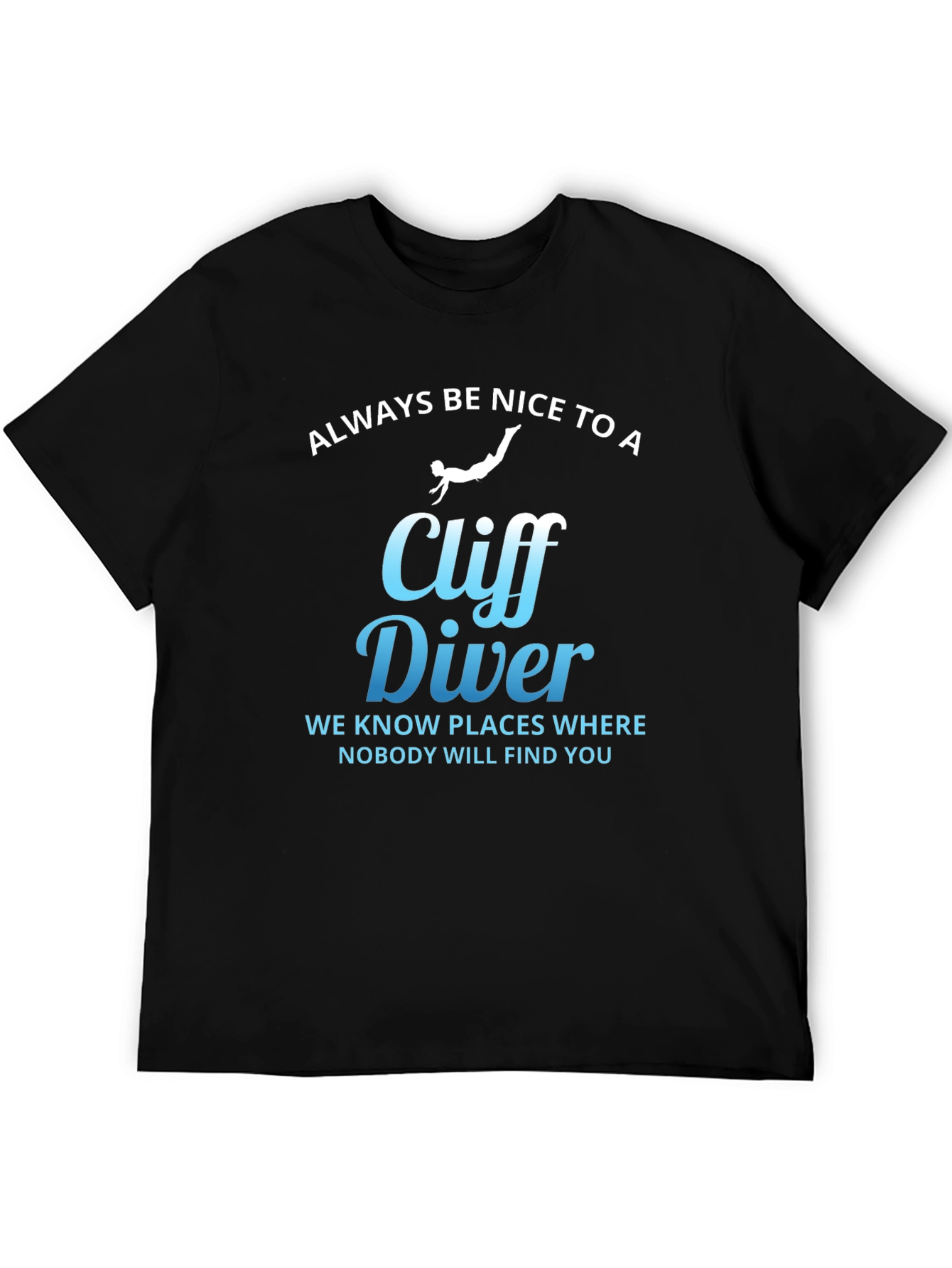 Black Cliff Diver T-Shirt - Funny Warning view 5
