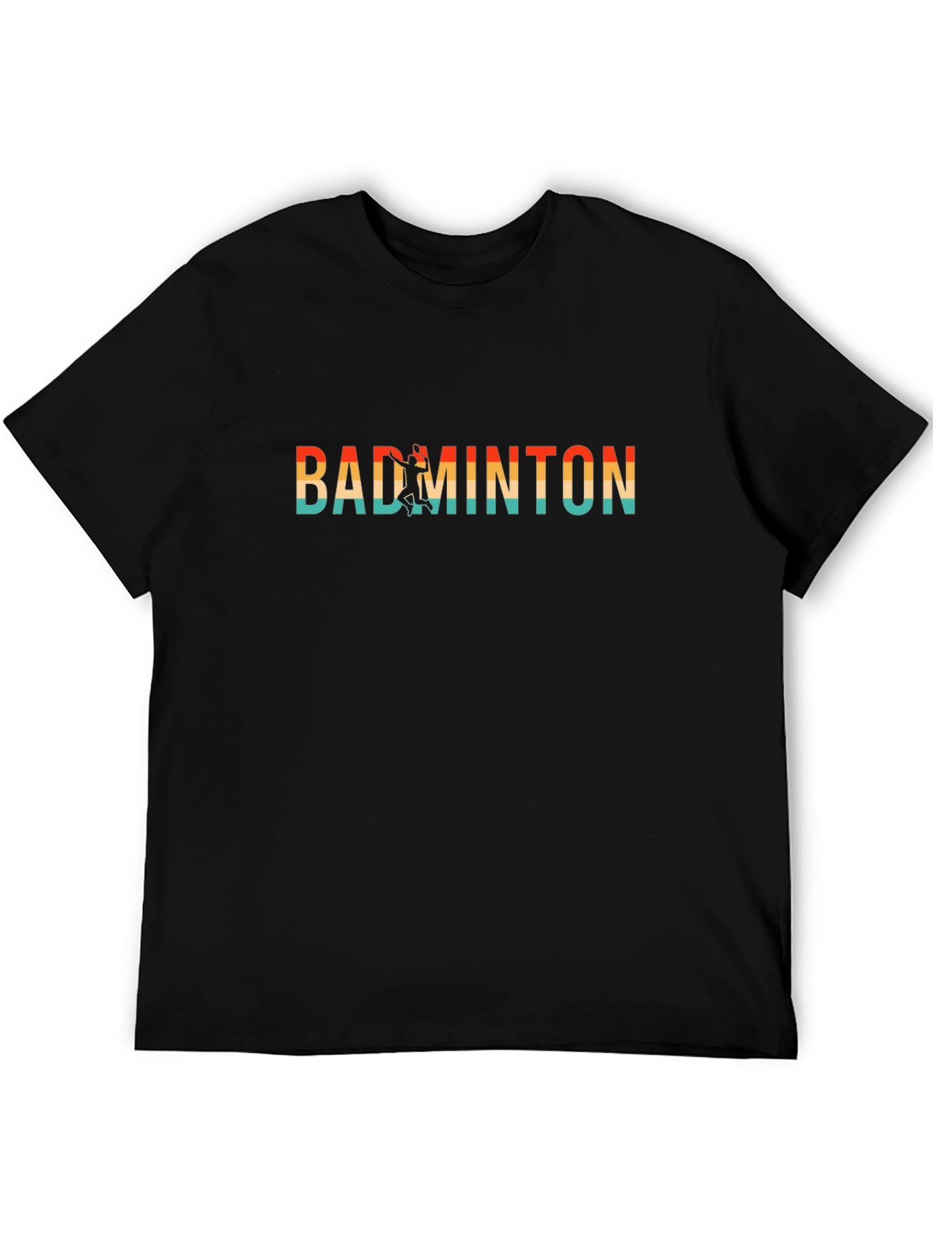 Black Retro Badminton Player Graphic Tee - Black view 5