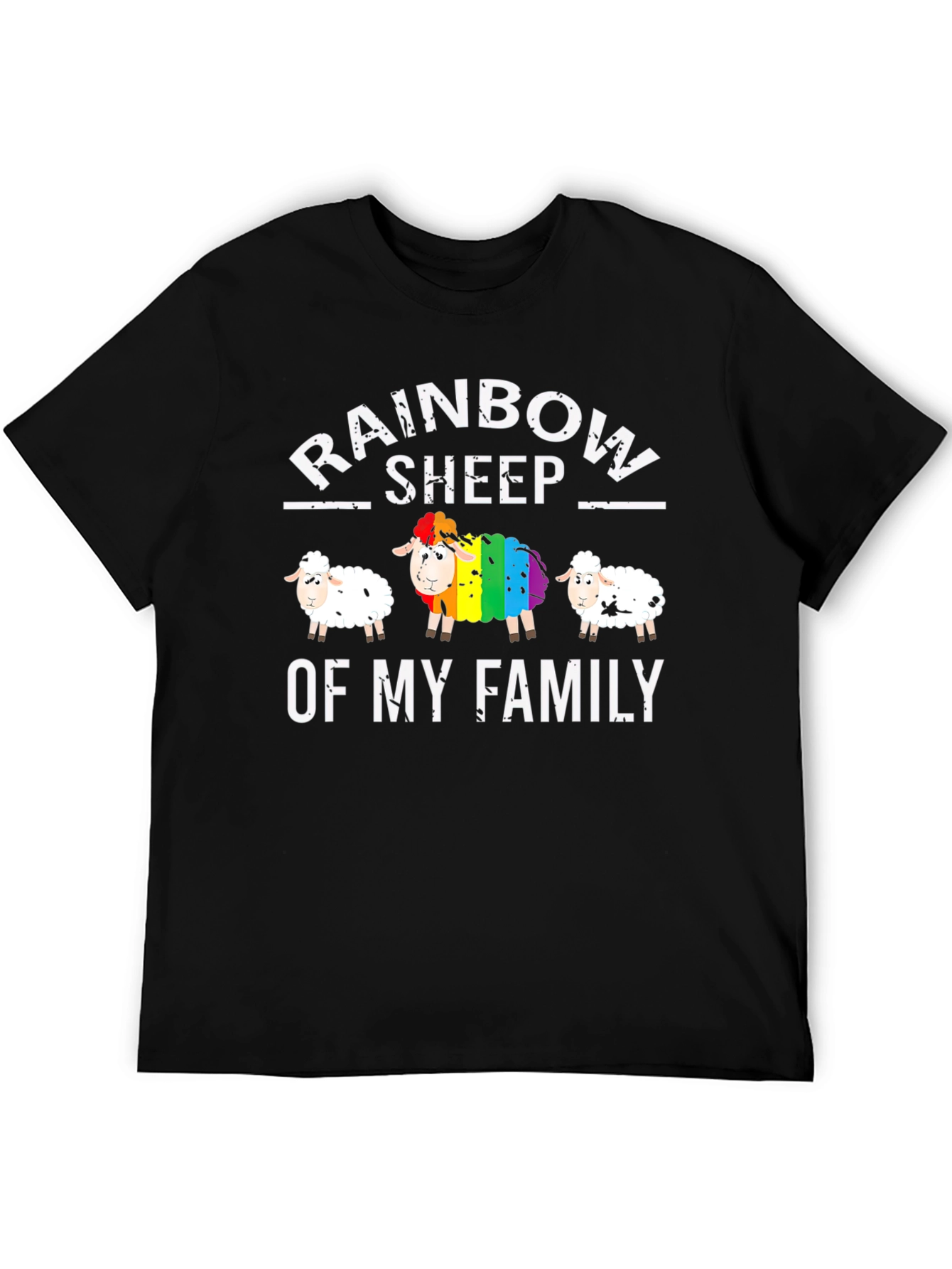 Black Rainbow Sheep Family T-Shirt, Pride LGBT Tee view 5