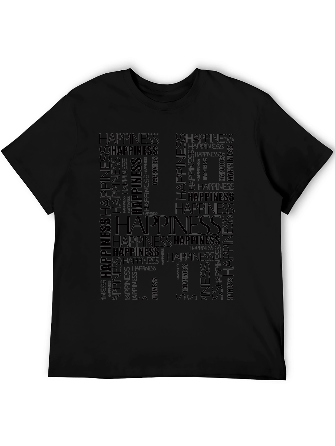Black Happiness Word Art Graphic Tee - Black view 5