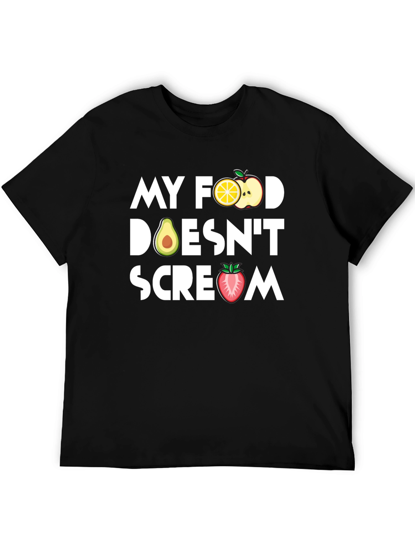 Black Vegan T-Shirt - My Food Doesn't Scream view 5