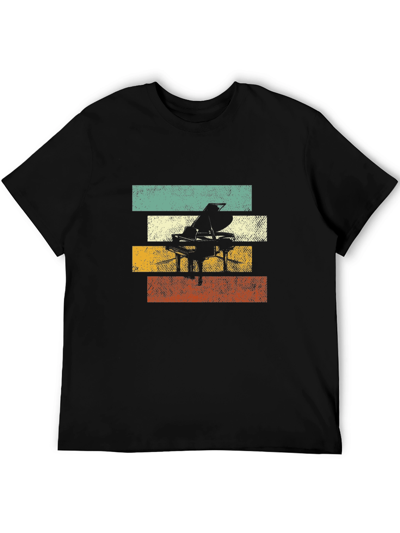 Black Retro Piano T-Shirt: Vintage Style Music Tee view 5
