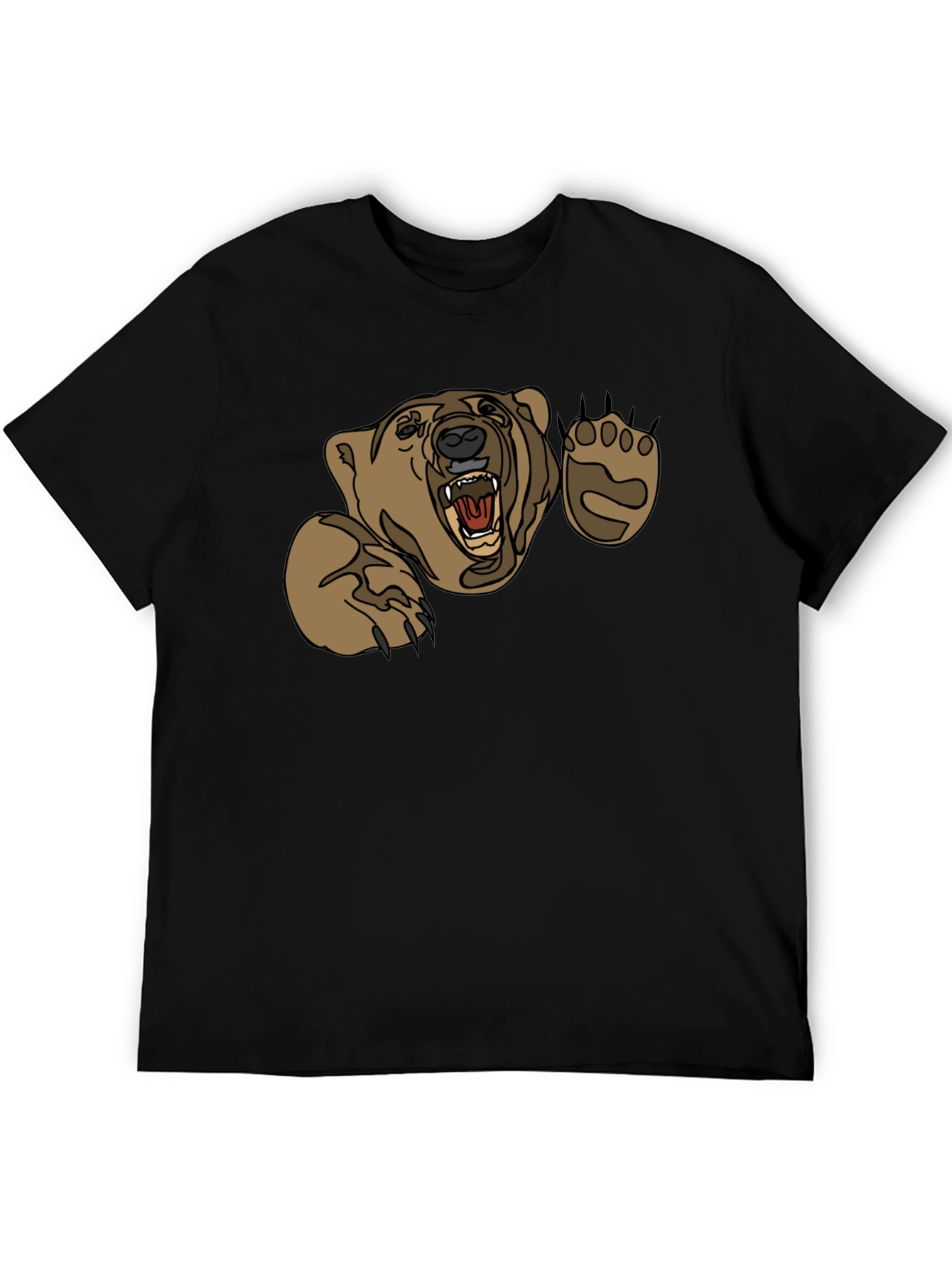 Black Grizzly Bear Graphic Print Black T-Shirt view 5