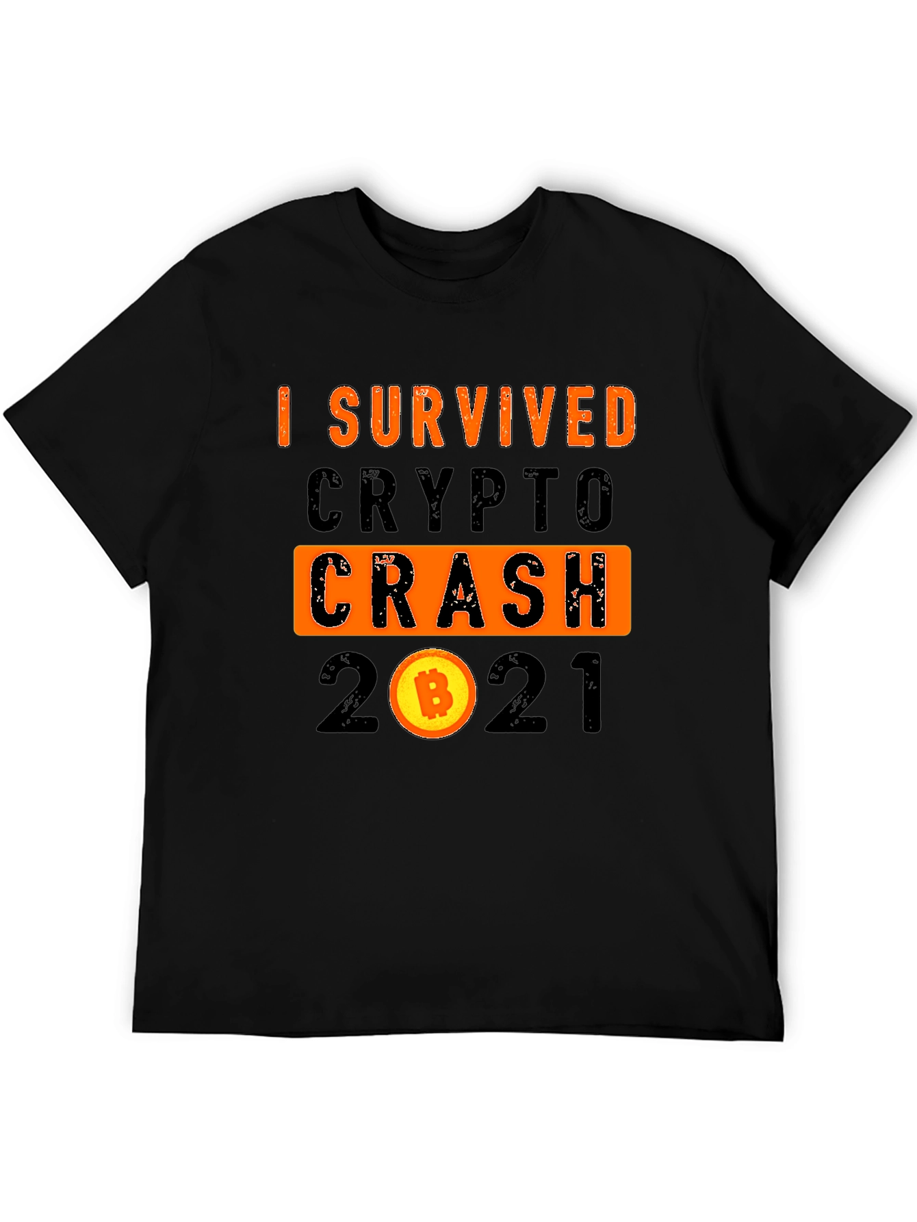 Black I Survived Crypto Crash 2021 T-Shirt view 5