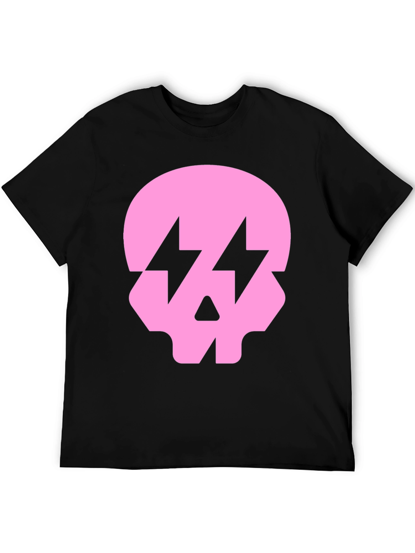 Black Skull Lightning Bolt Graphic Tee - Men's Black T-Shirt view 5