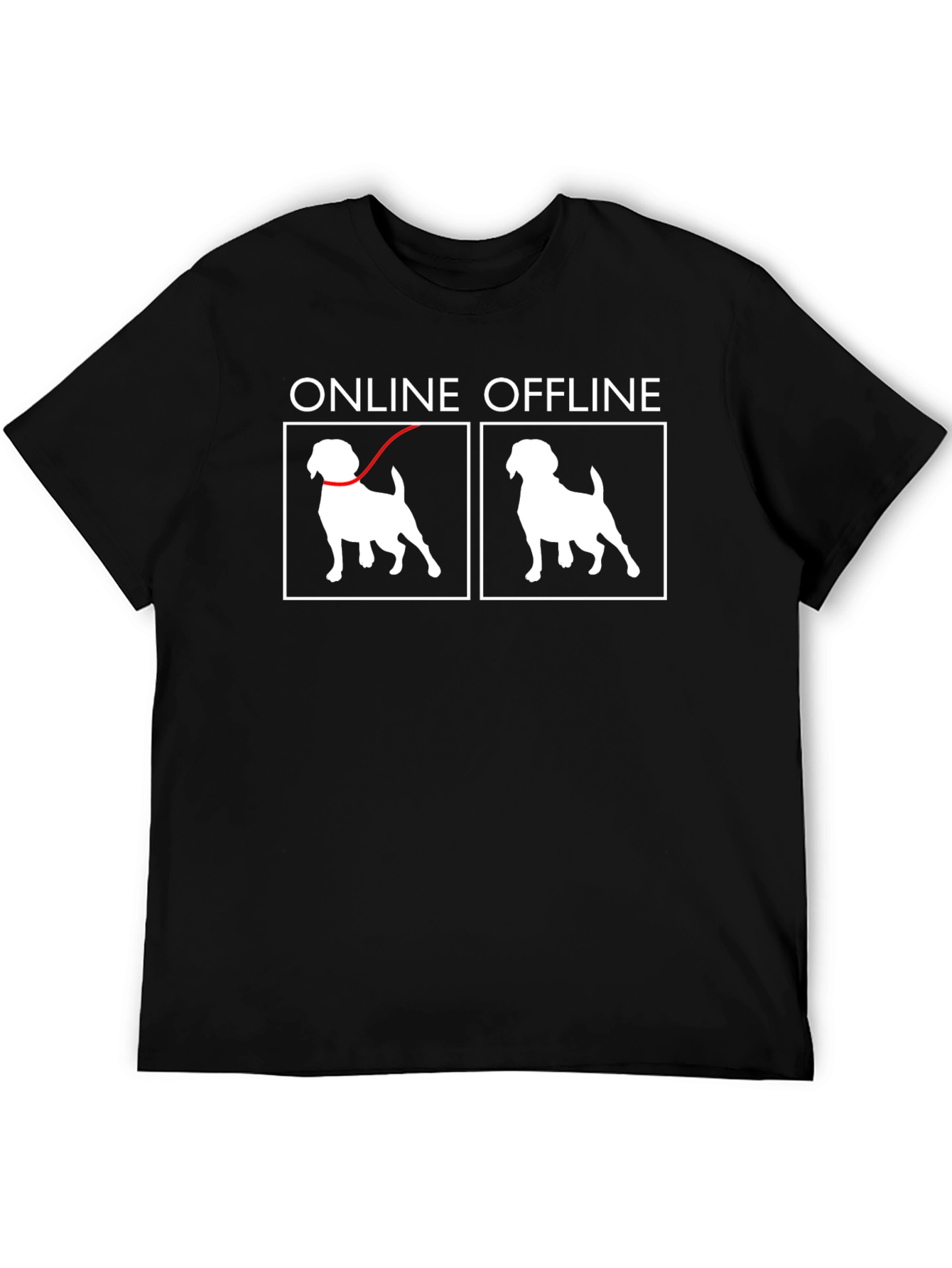 Black Online Offline Dog T-Shirt view 5
