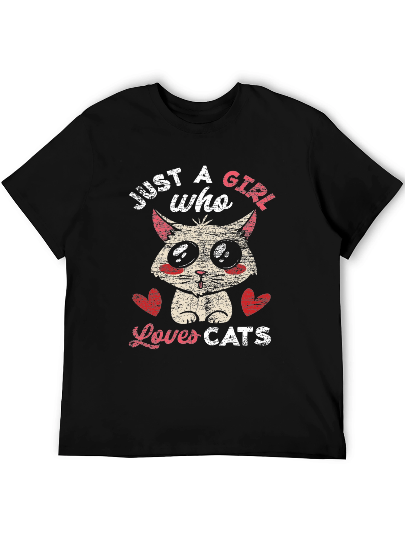 Black Just a Girl Who Loves Cats T-Shirt view 5