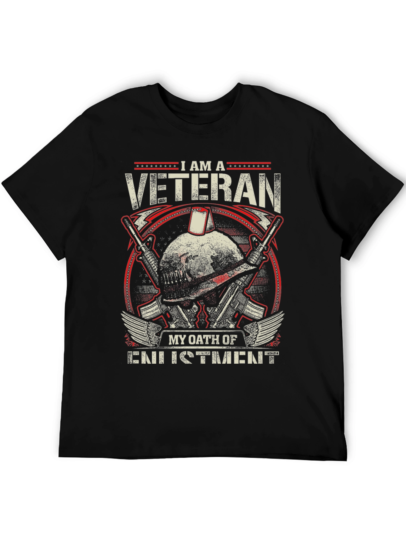 Black I am a Veteran T-Shirt - Military Oath Design view 5