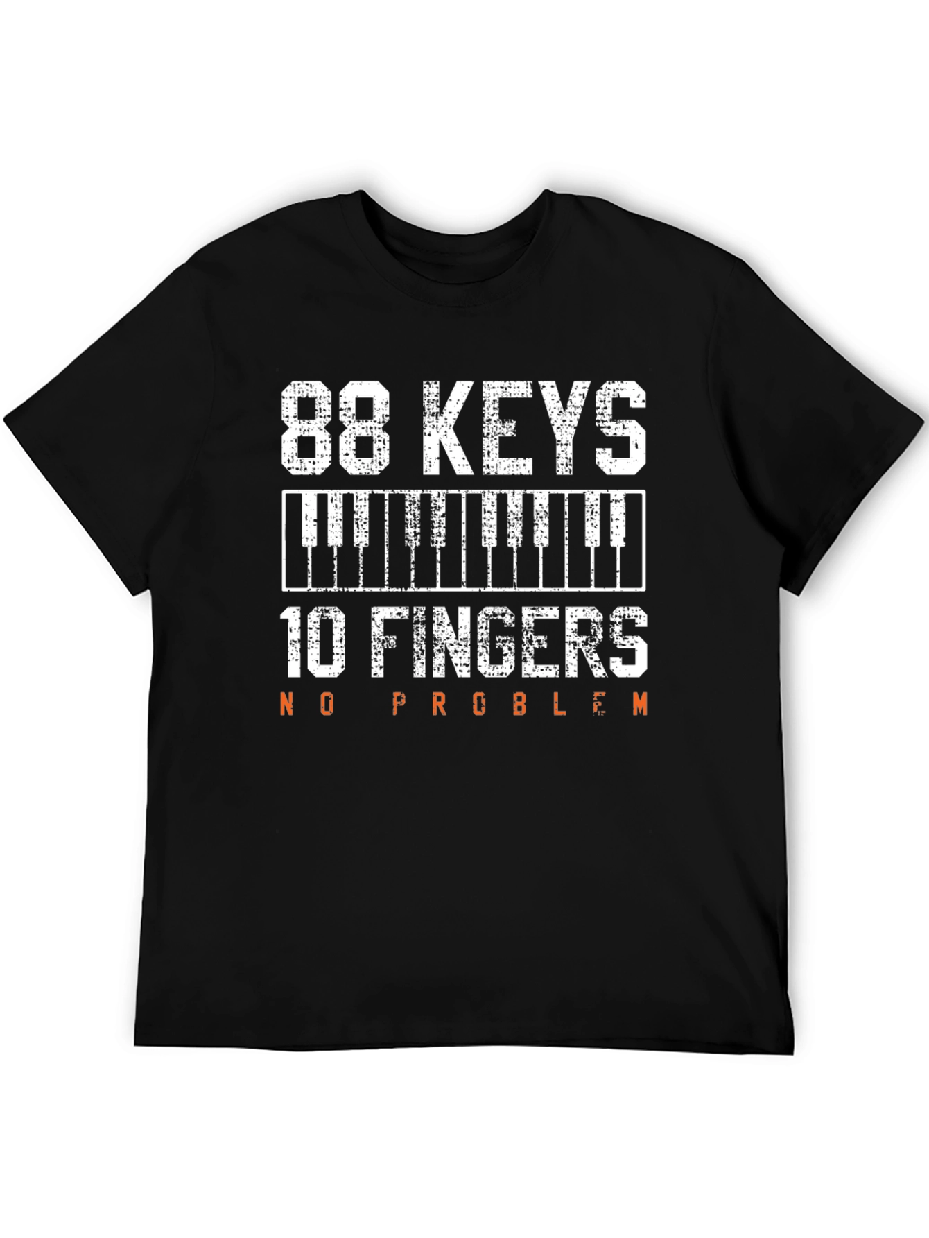 Black 88 Keys 10 Fingers No Problem Piano T-Shirt view 5