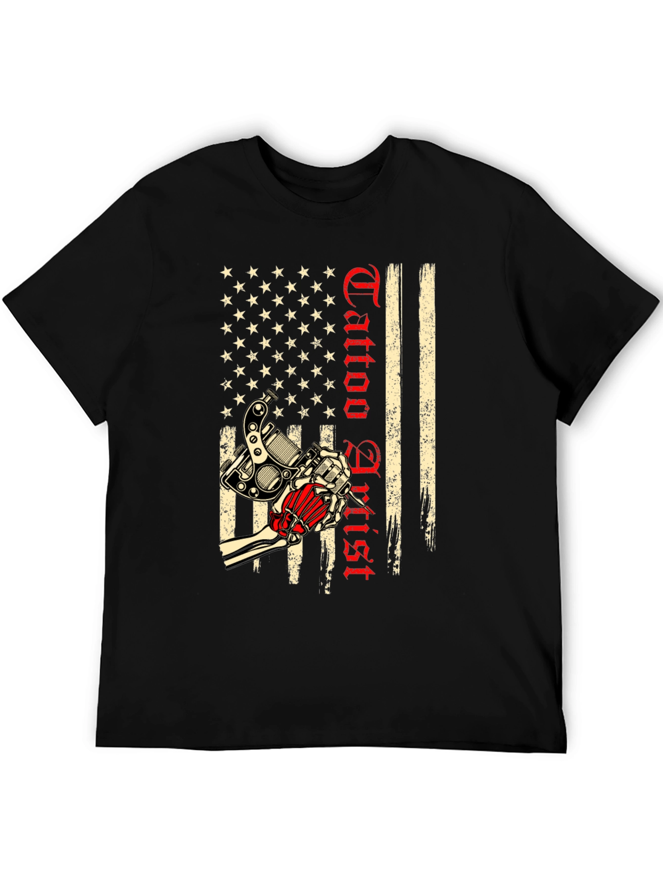 Black Tattoo Artist USA Flag Graphic T-Shirt view 5