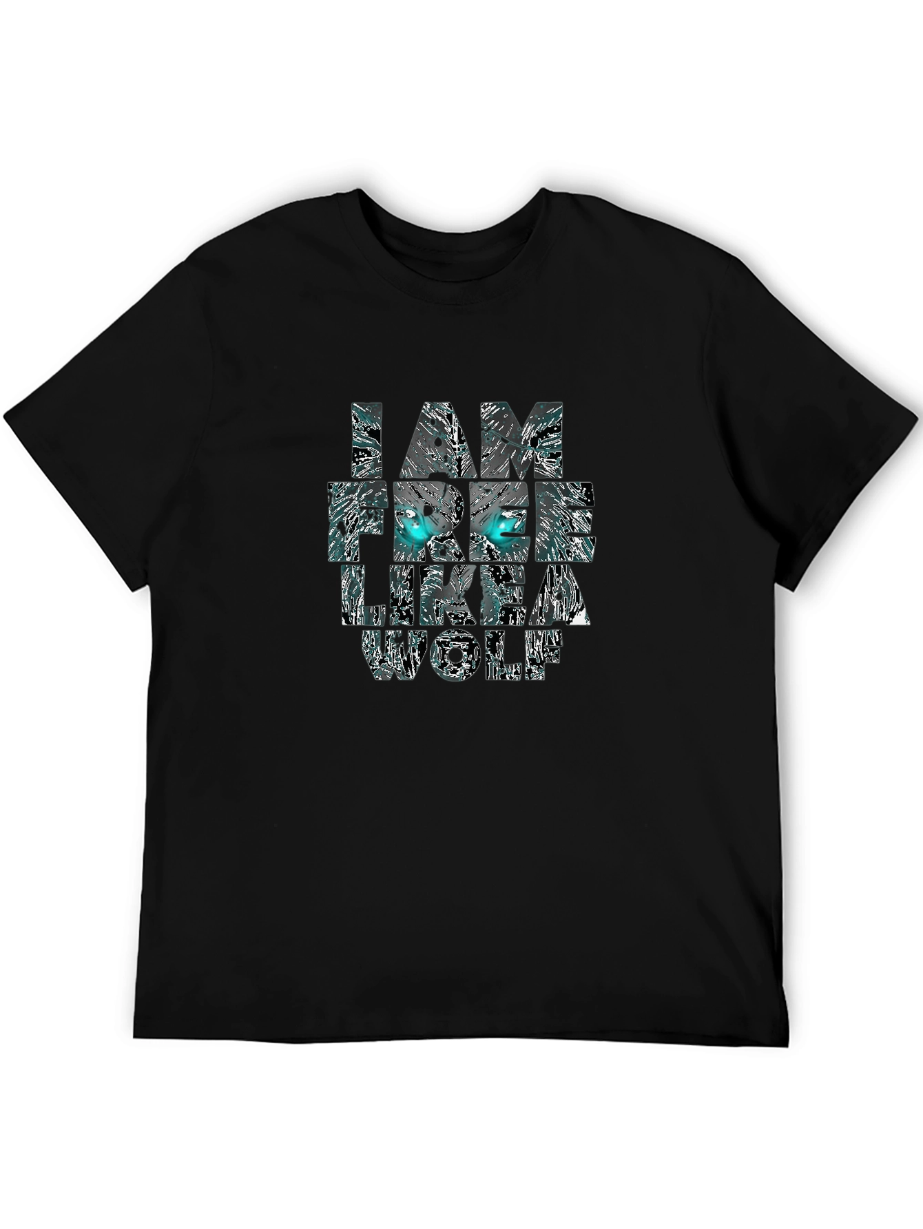 Black I Am Free Like A Wolf Graphic T-Shirt view 5