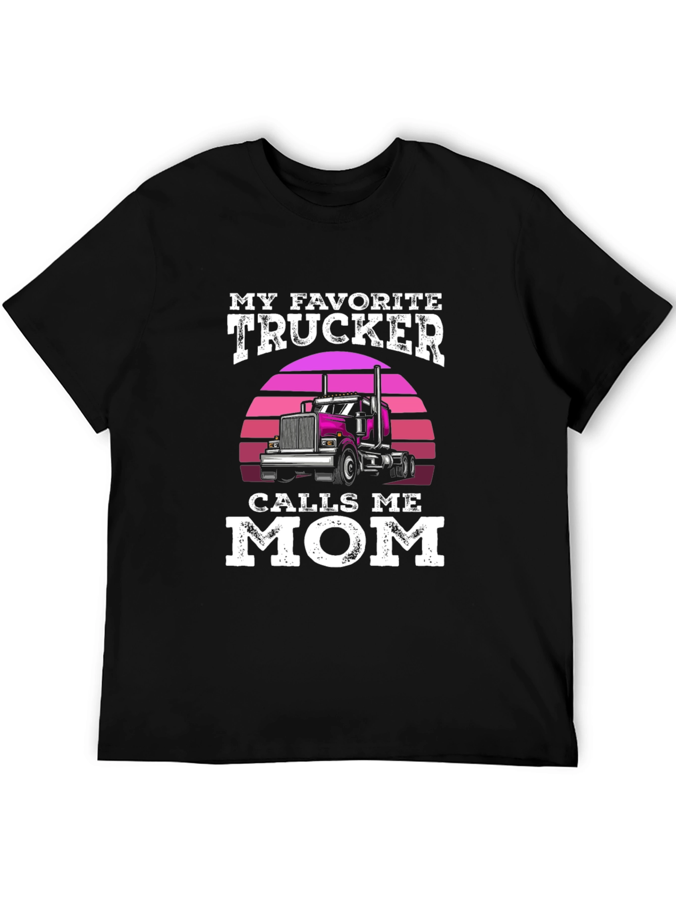 Black My Favorite Trucker Calls Me Mom T-Shirt view 5