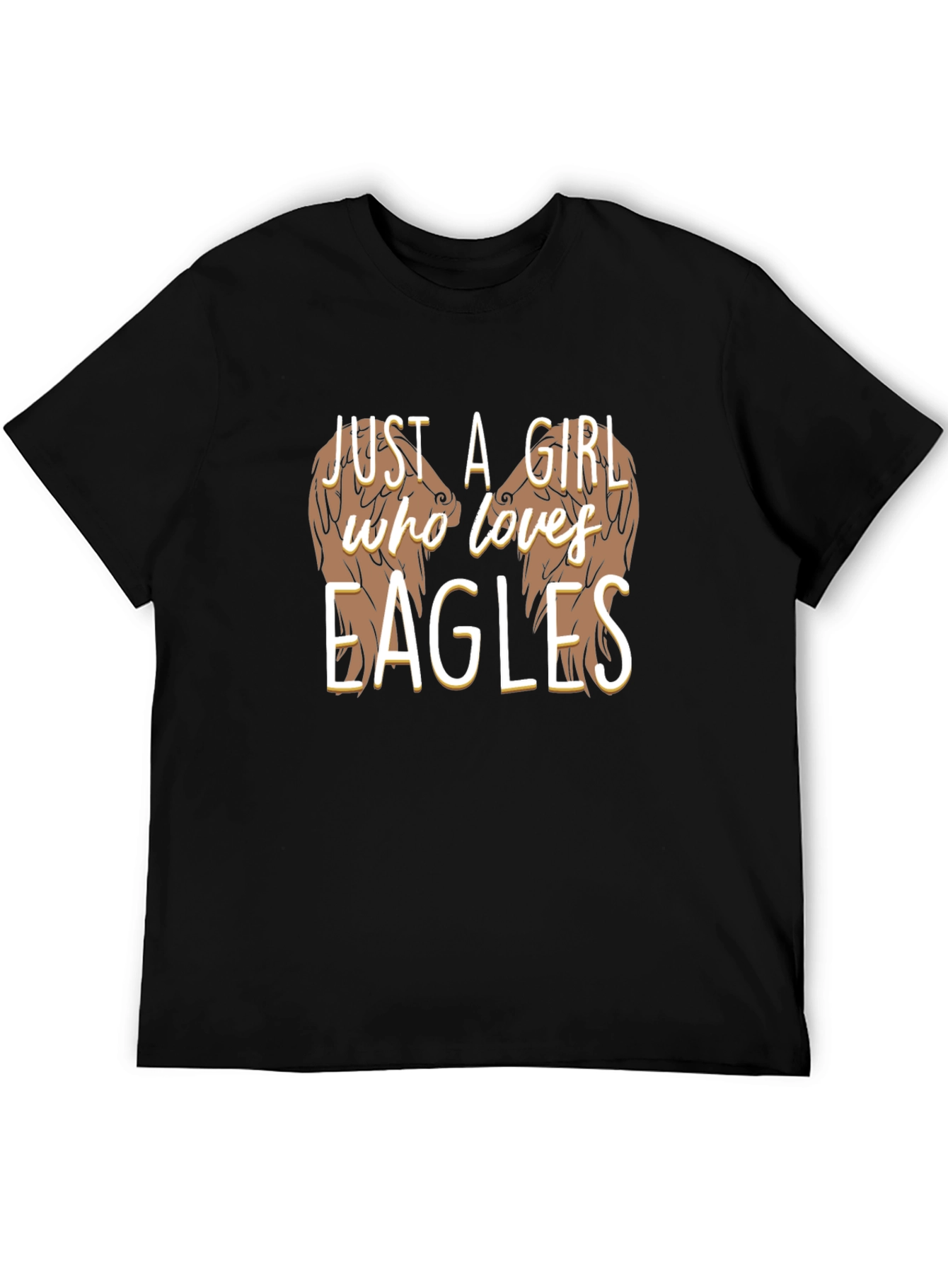 Black Just A Girl Who Loves Eagles Graphic Tee view 5