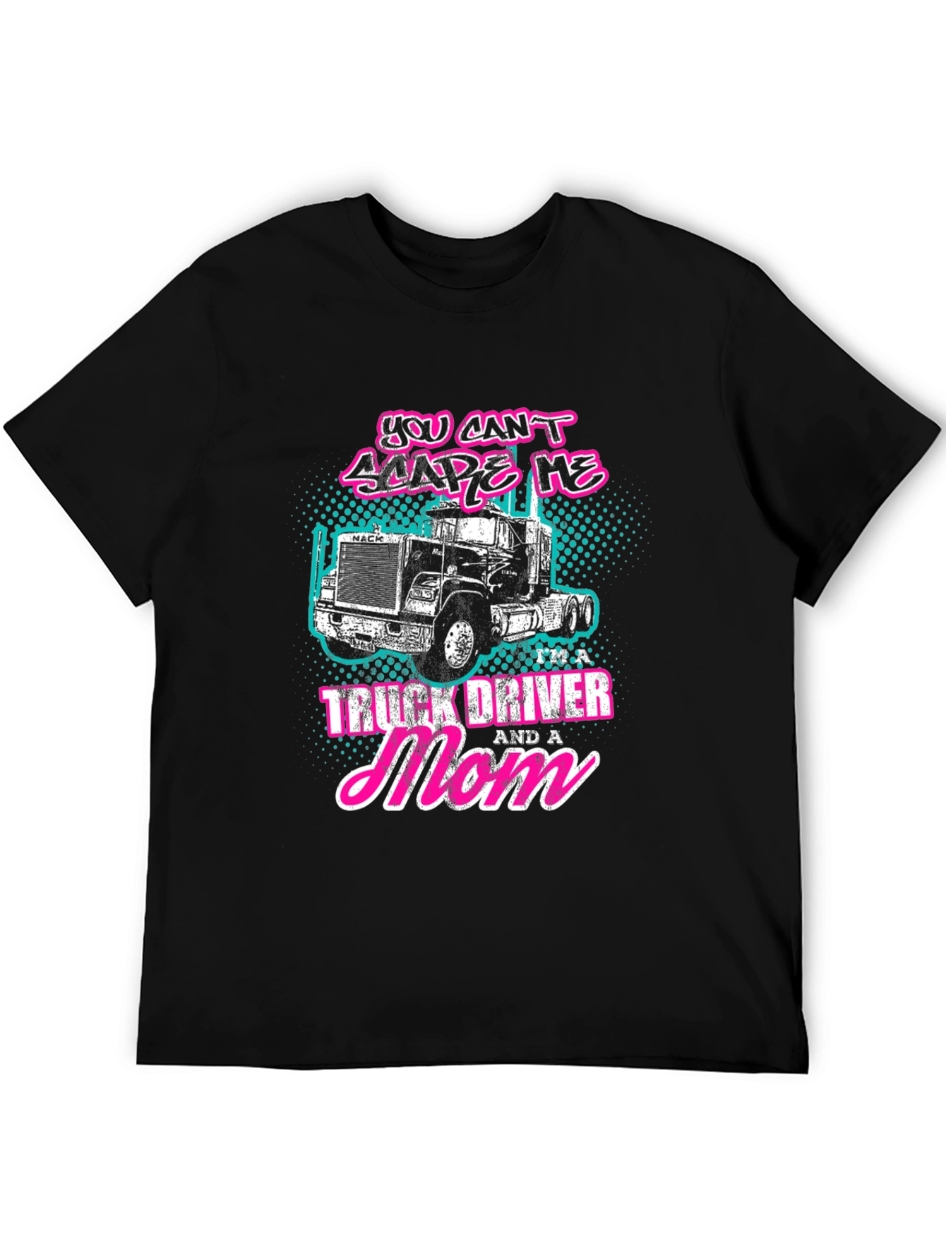 Black Truck Driver Mom T-Shirt - Black Crew Neck Tee view 5