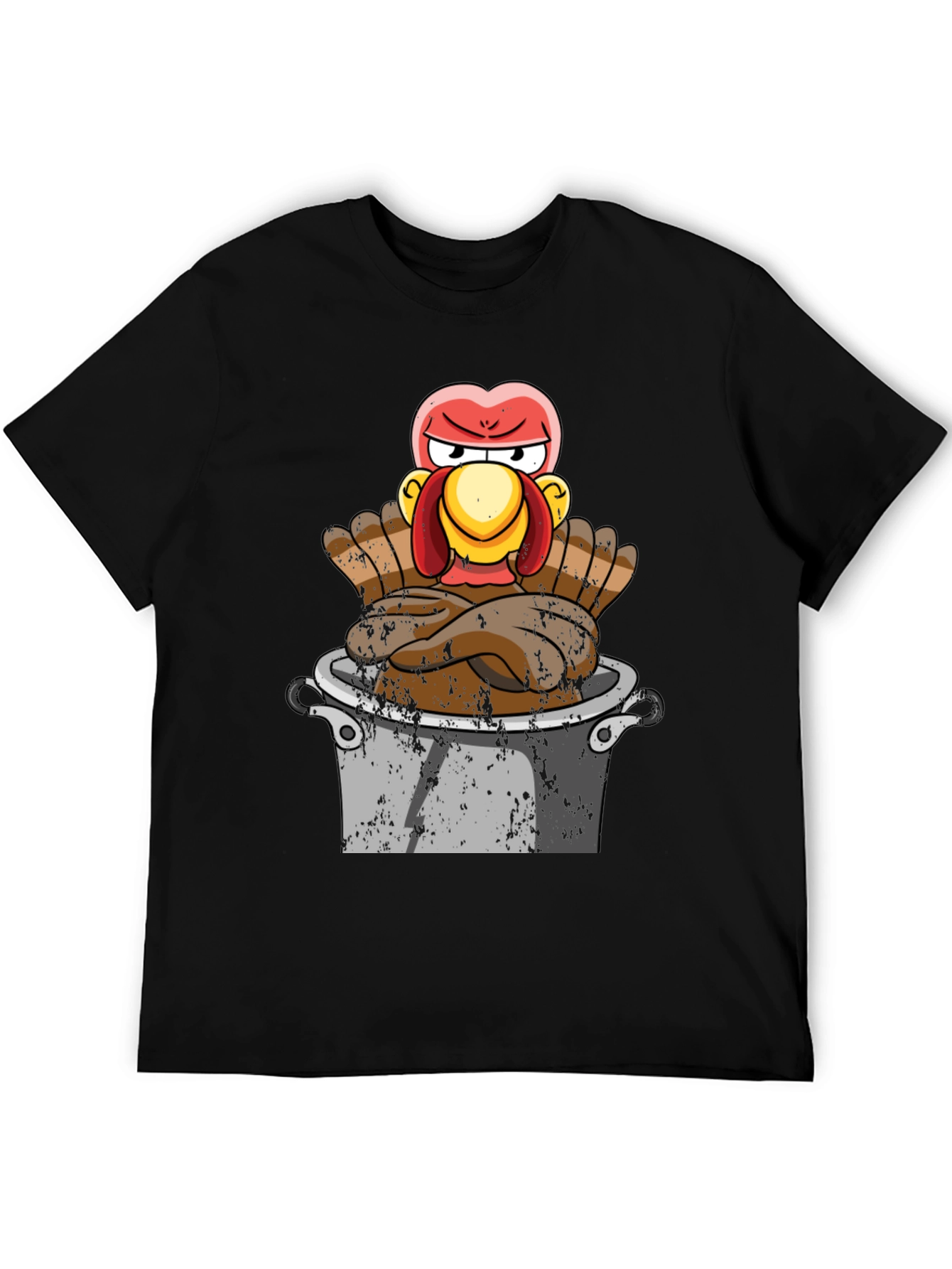 Black Funny Turkey in Pot T-Shirt - Thanksgiving Humor view 5
