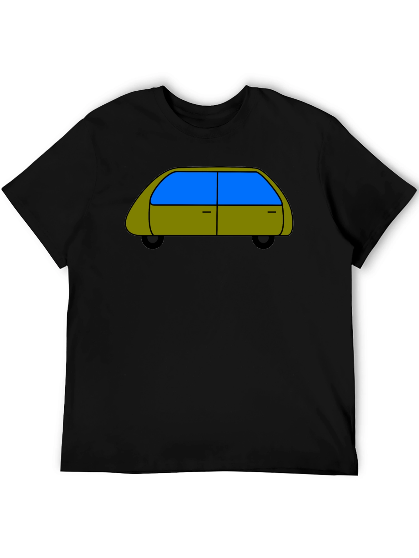 Black Cartoon Car Graphic Tee - Black Cotton T-Shirt view 5