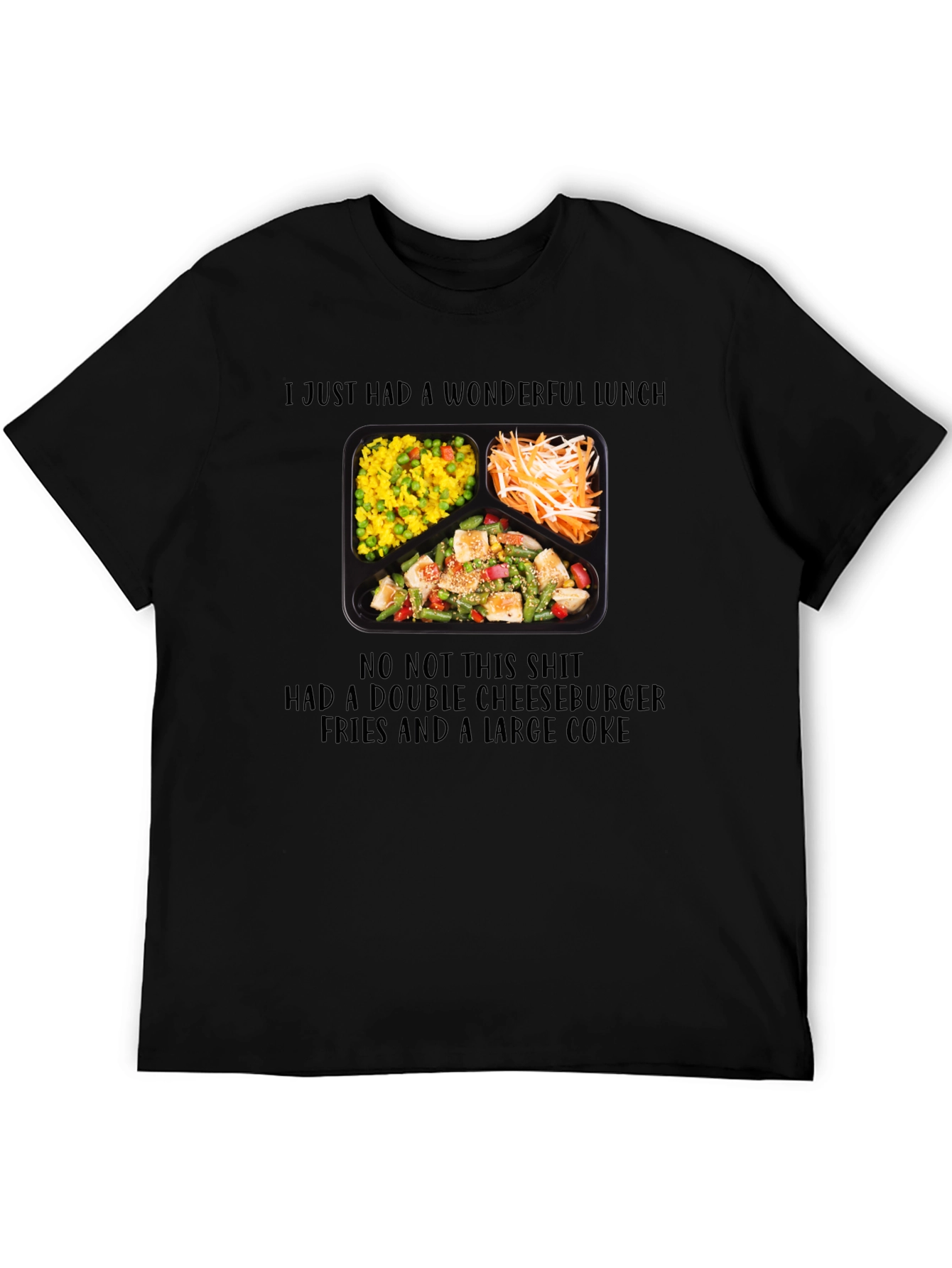 Black Funny "Wonderful Lunch" T-Shirt view 5