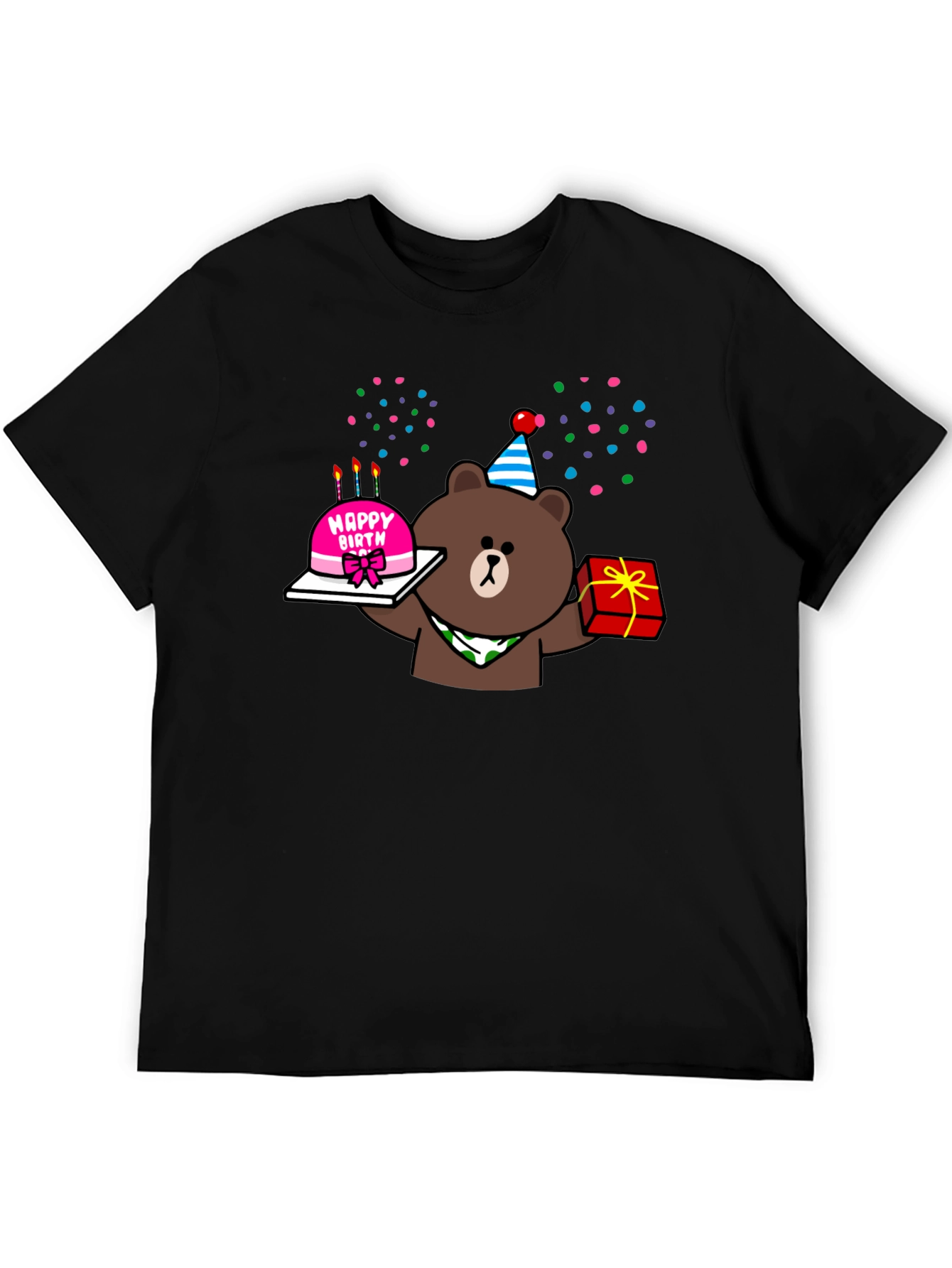 Black Birthday Bear Graphic Tee - Cute Party Shirt view 5