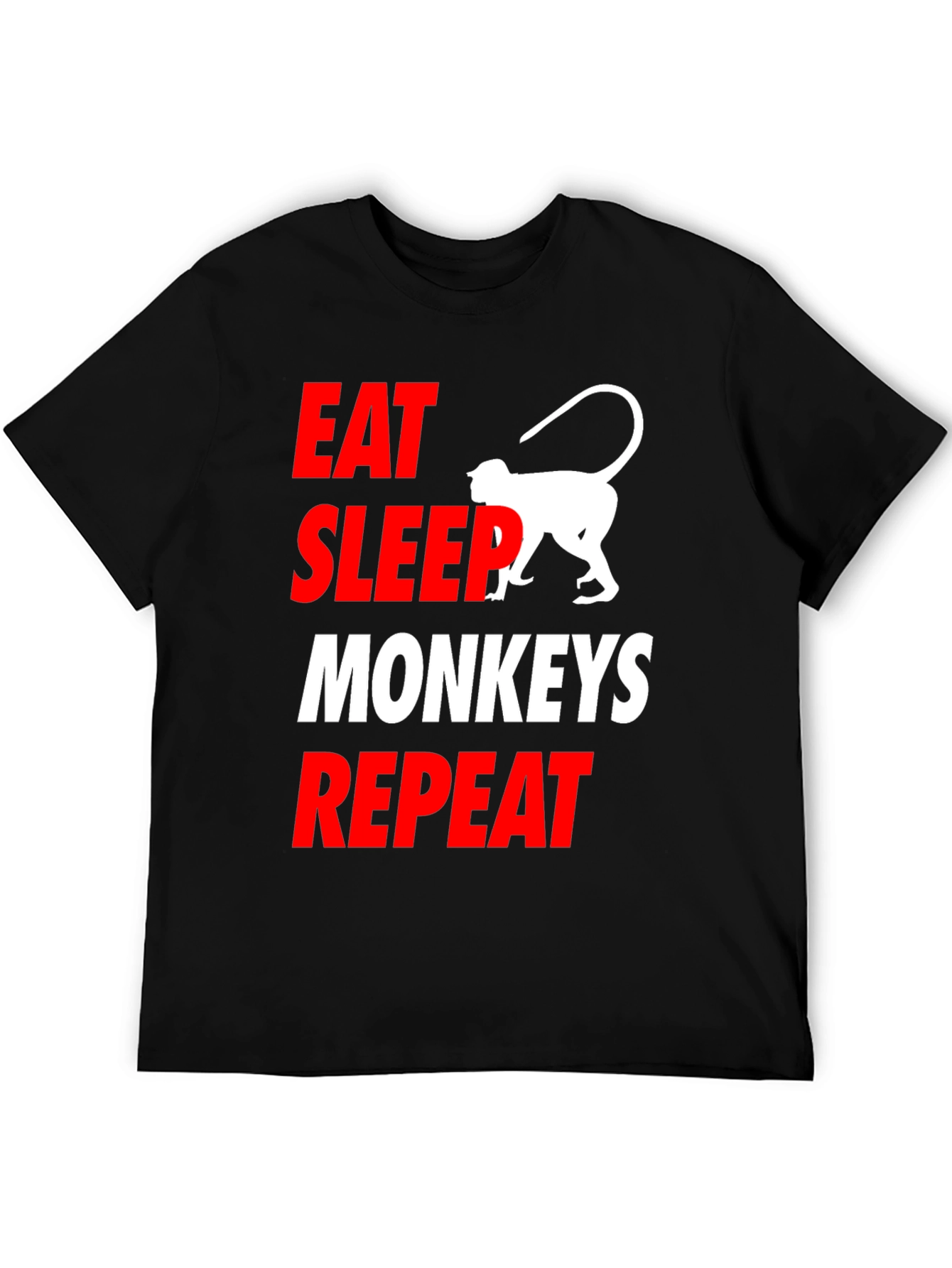 Black Eat Sleep Monkeys Repeat Funny T-Shirt view 5