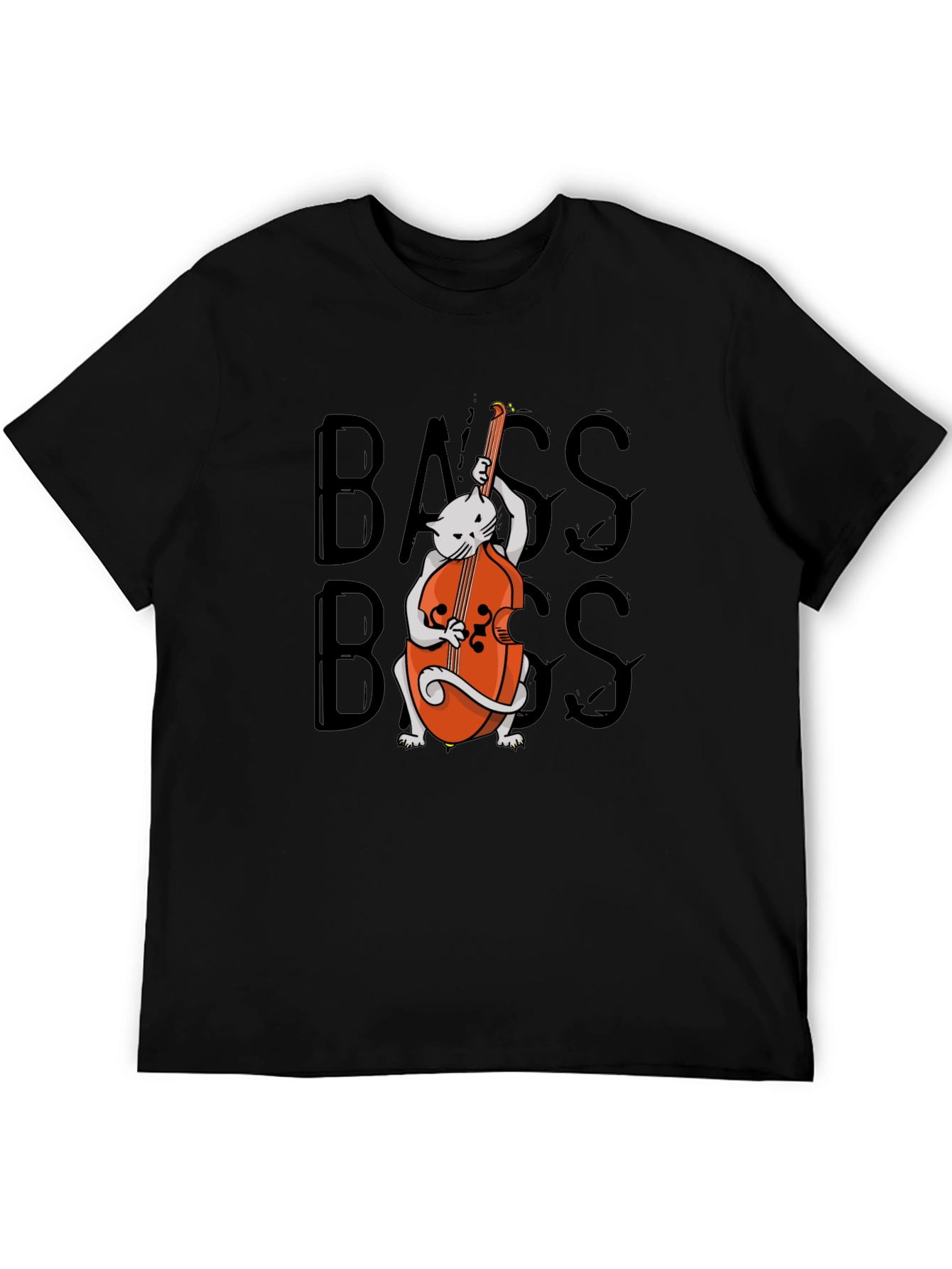 Black Cat Playing Bass T-Shirt - Cool Musician Tee view 5