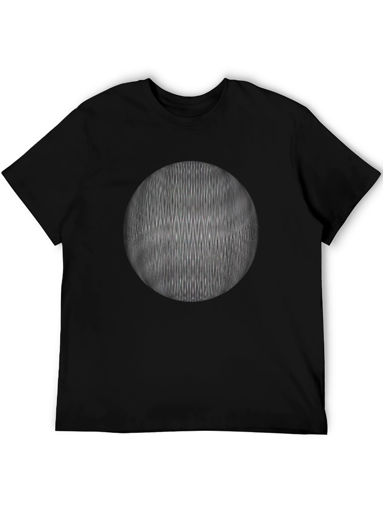 Black Optical Illusion Sphere Graphic T-Shirt - Black Cotton Tee view 5