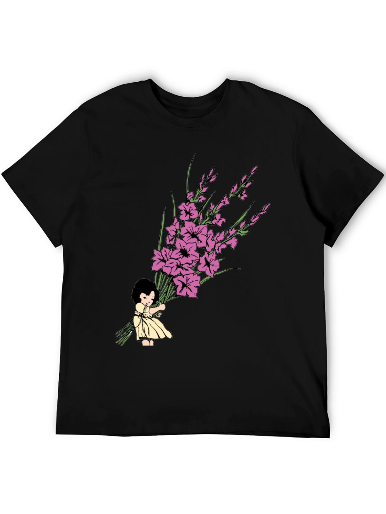 Girl Holding Flower Bouquet Graphic Tee - 5