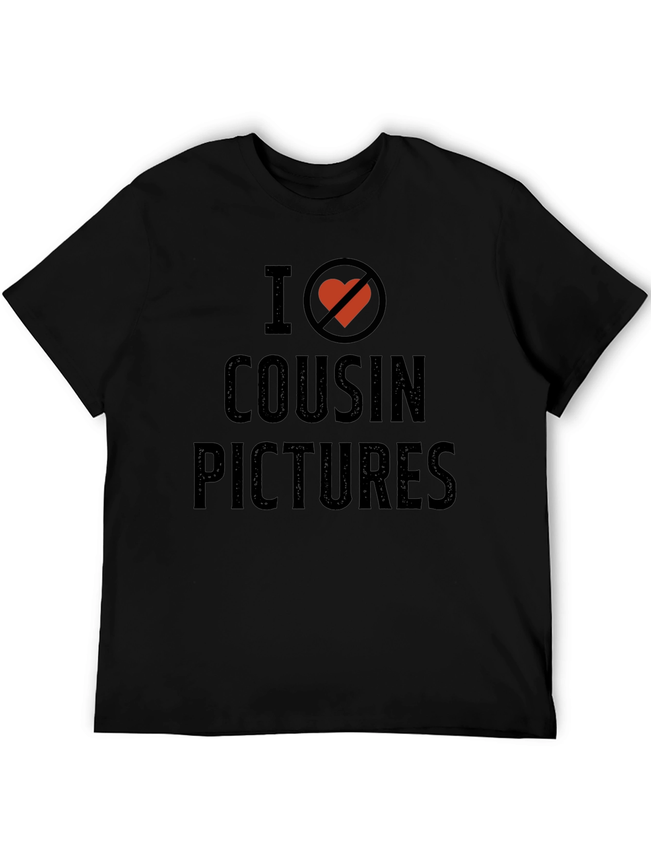 Black I (Heart Crossed Out) Cousin Pictures T-Shirt view 5