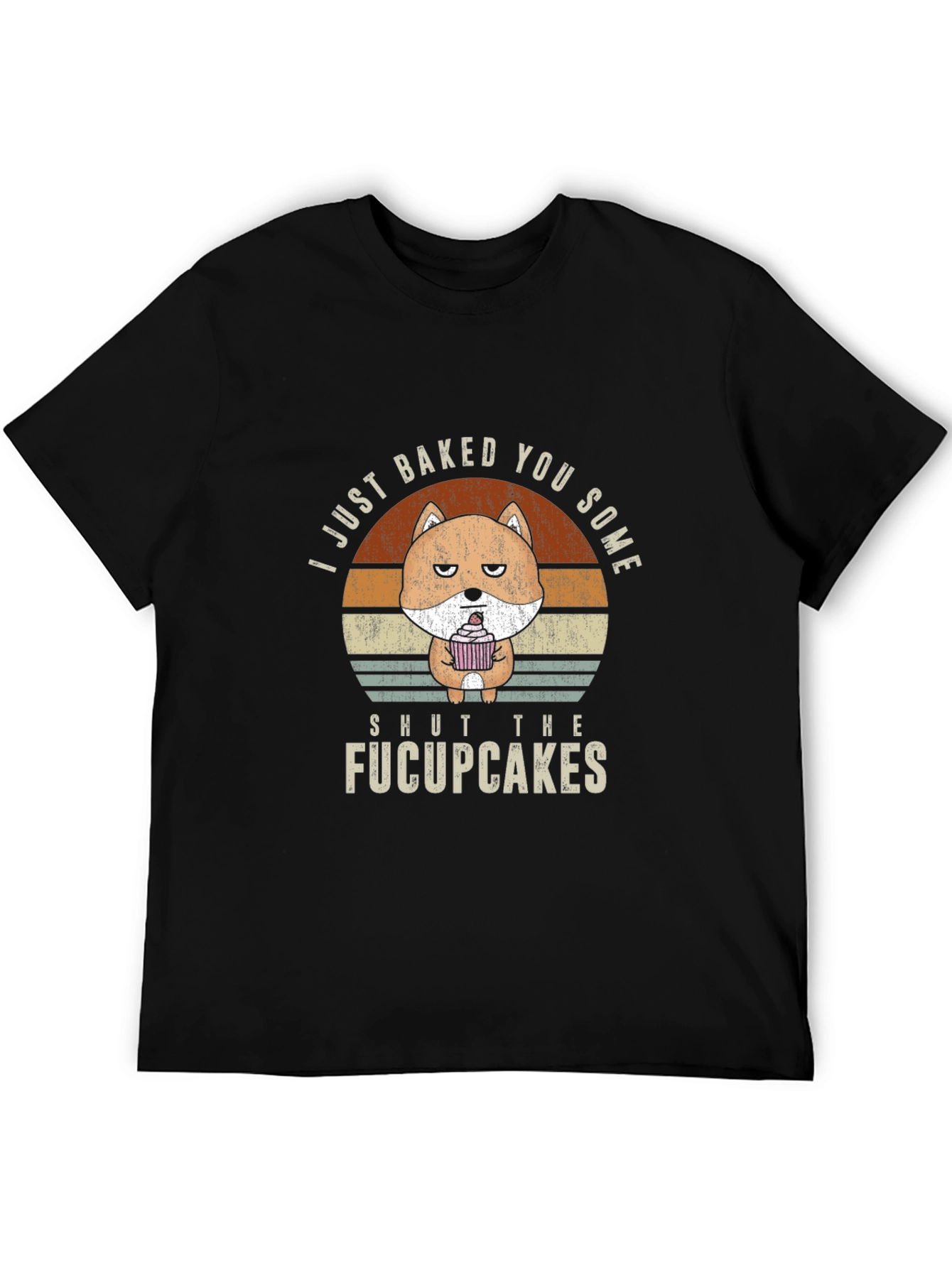 Black Funny "Fucupcakes" Graphic T-Shirt view 5