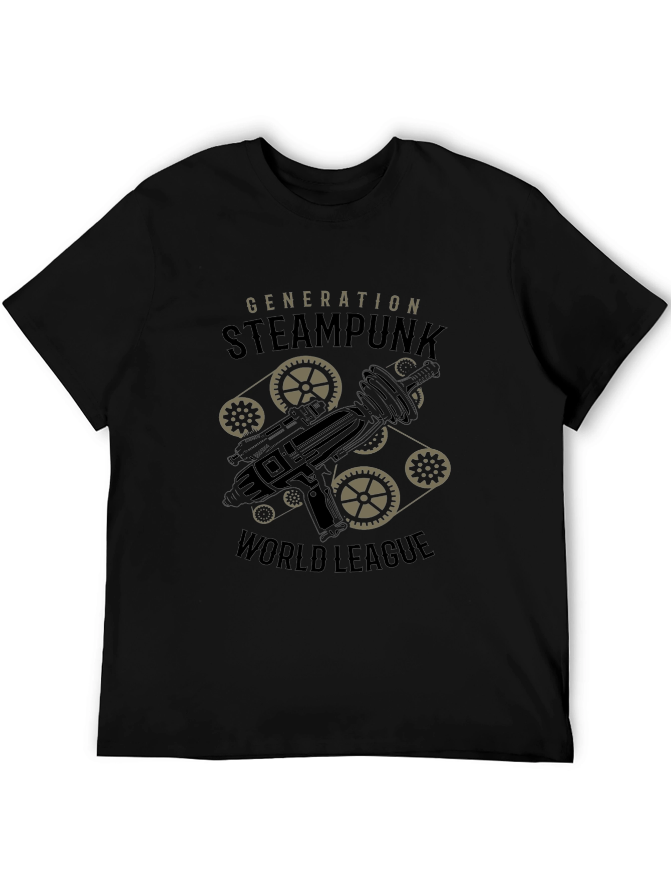 Black Steampunk Generation World League Black T-Shirt view 5