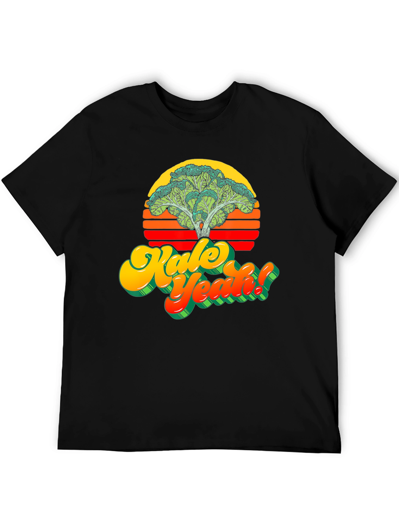 Black Kale Yeah! Graphic T-Shirt - Retro Vegan Style view 5