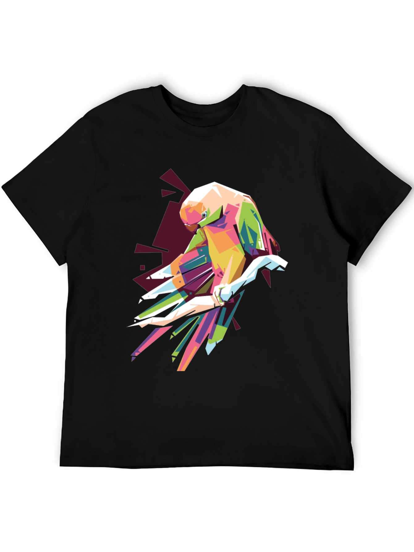Black Geometric Parrot Graphic T-Shirt view 5