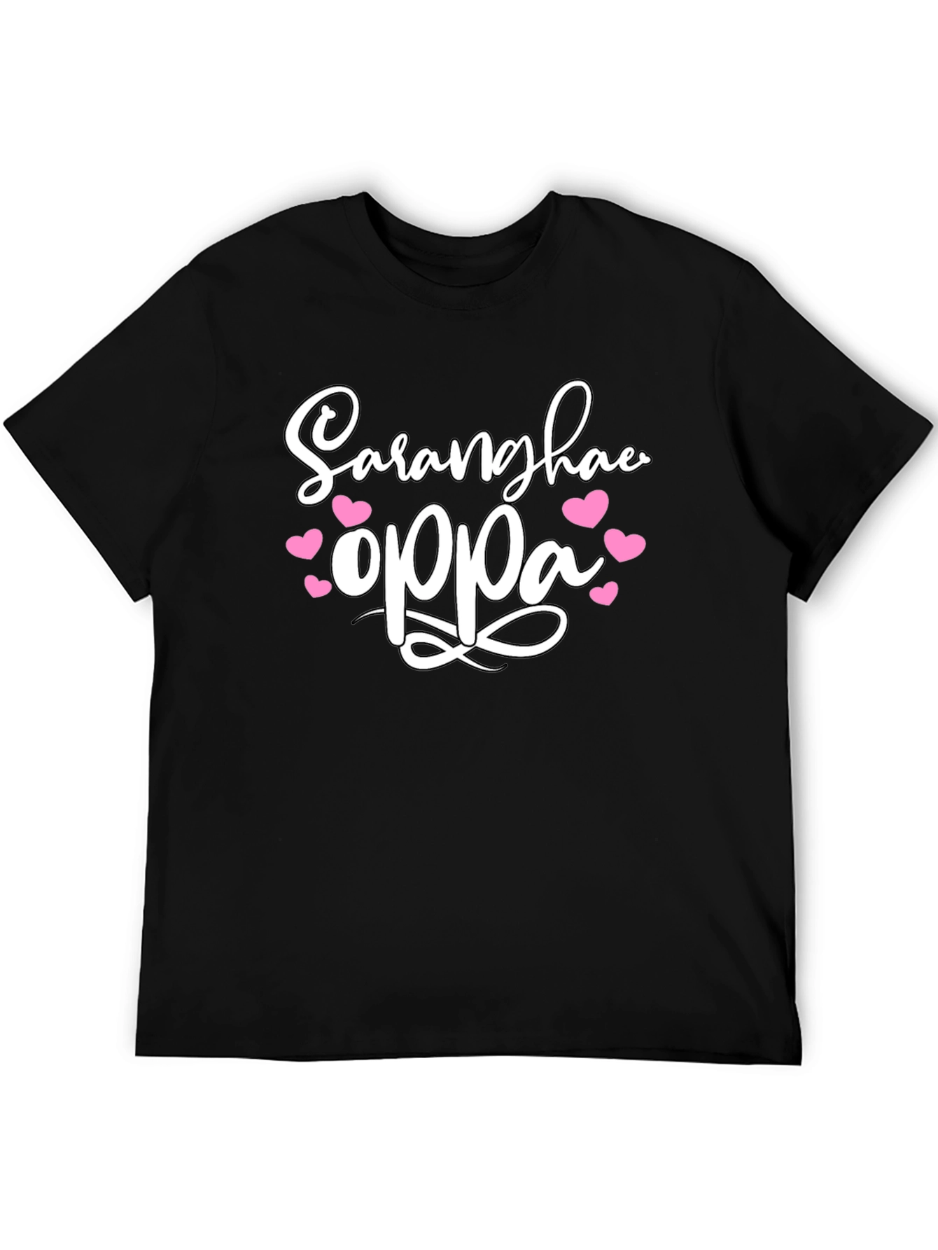 Black Saranghae Oppa T-Shirt: Korean Love Tee view 5