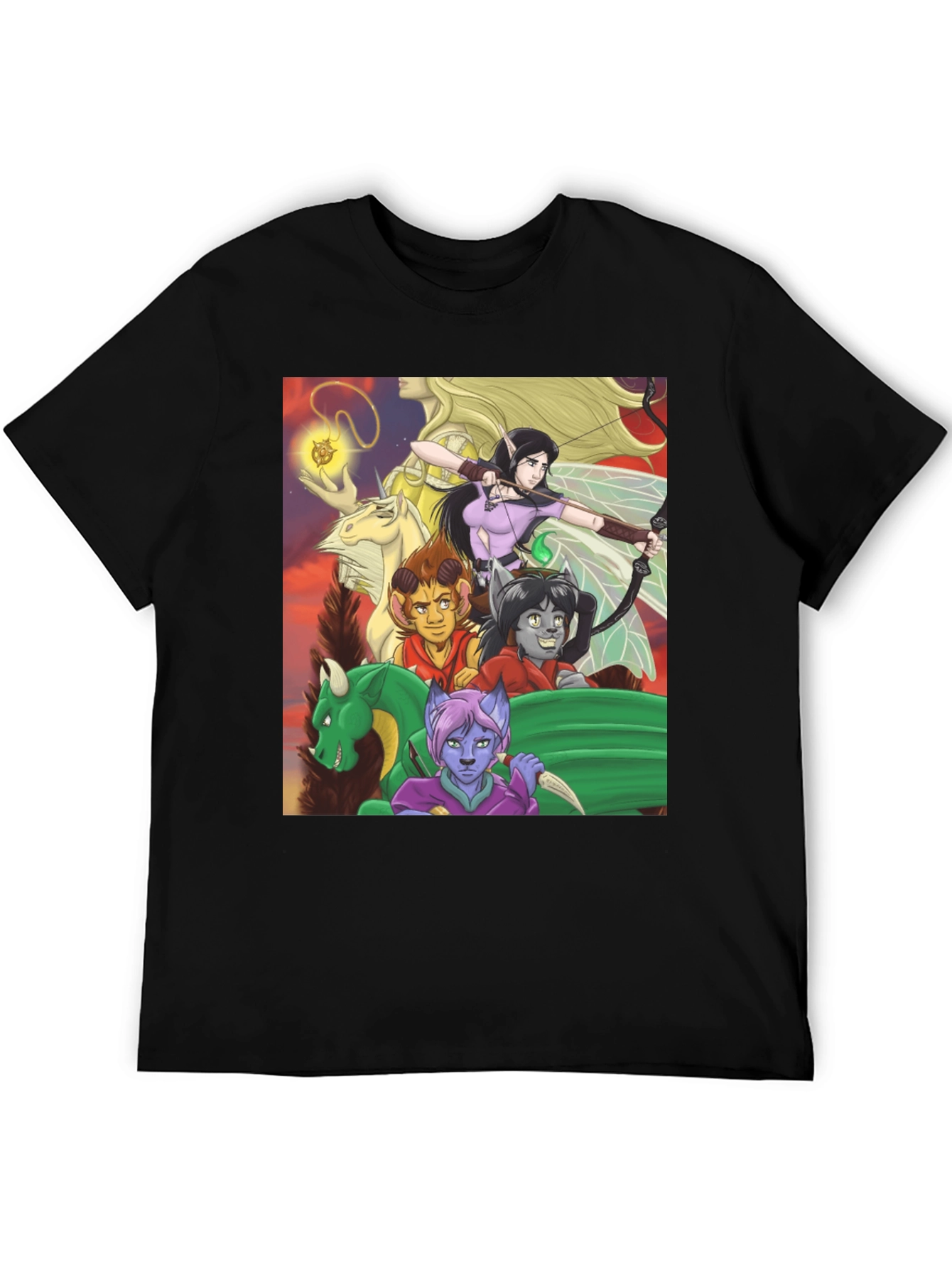 Black Fantasy Character T-Shirt view 5