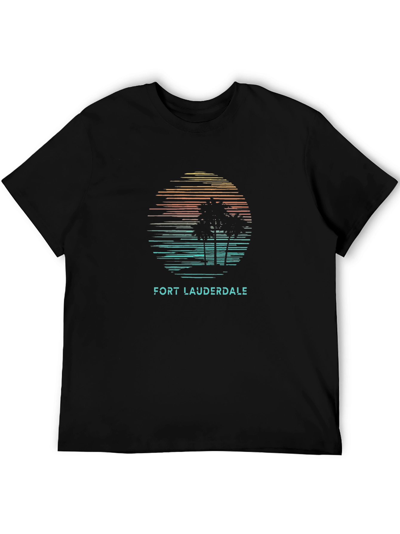 Black Fort Lauderdale Palm Tree Sunset Graphic Tee view 5