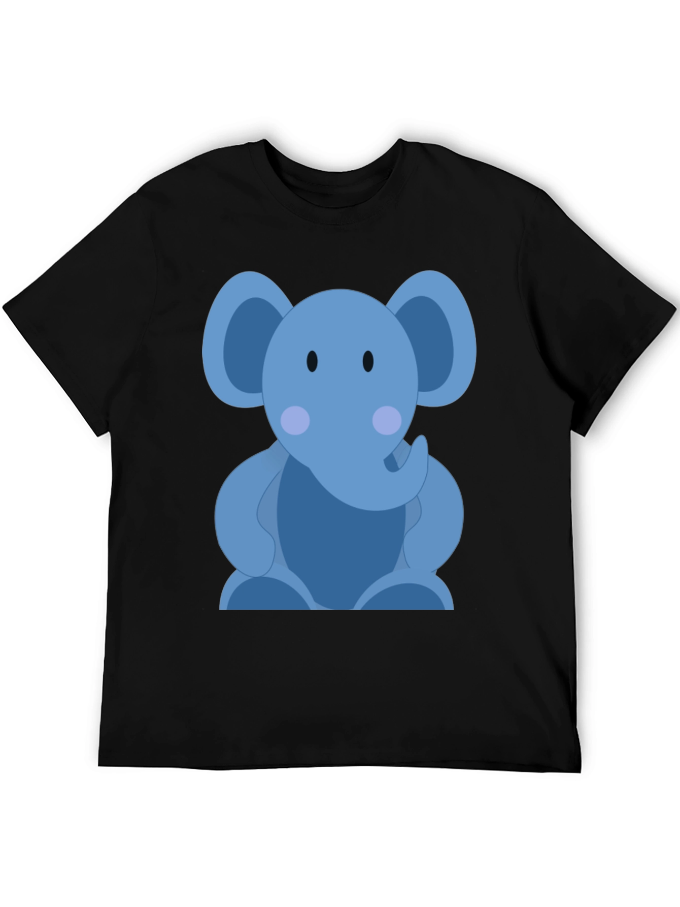 Black Cute Elephant Graphic Print Black T-Shirt view 5