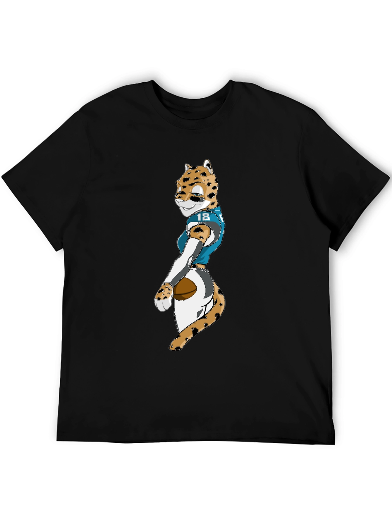 Black Black Tee with Jaguar Football Player Graphic view 5
