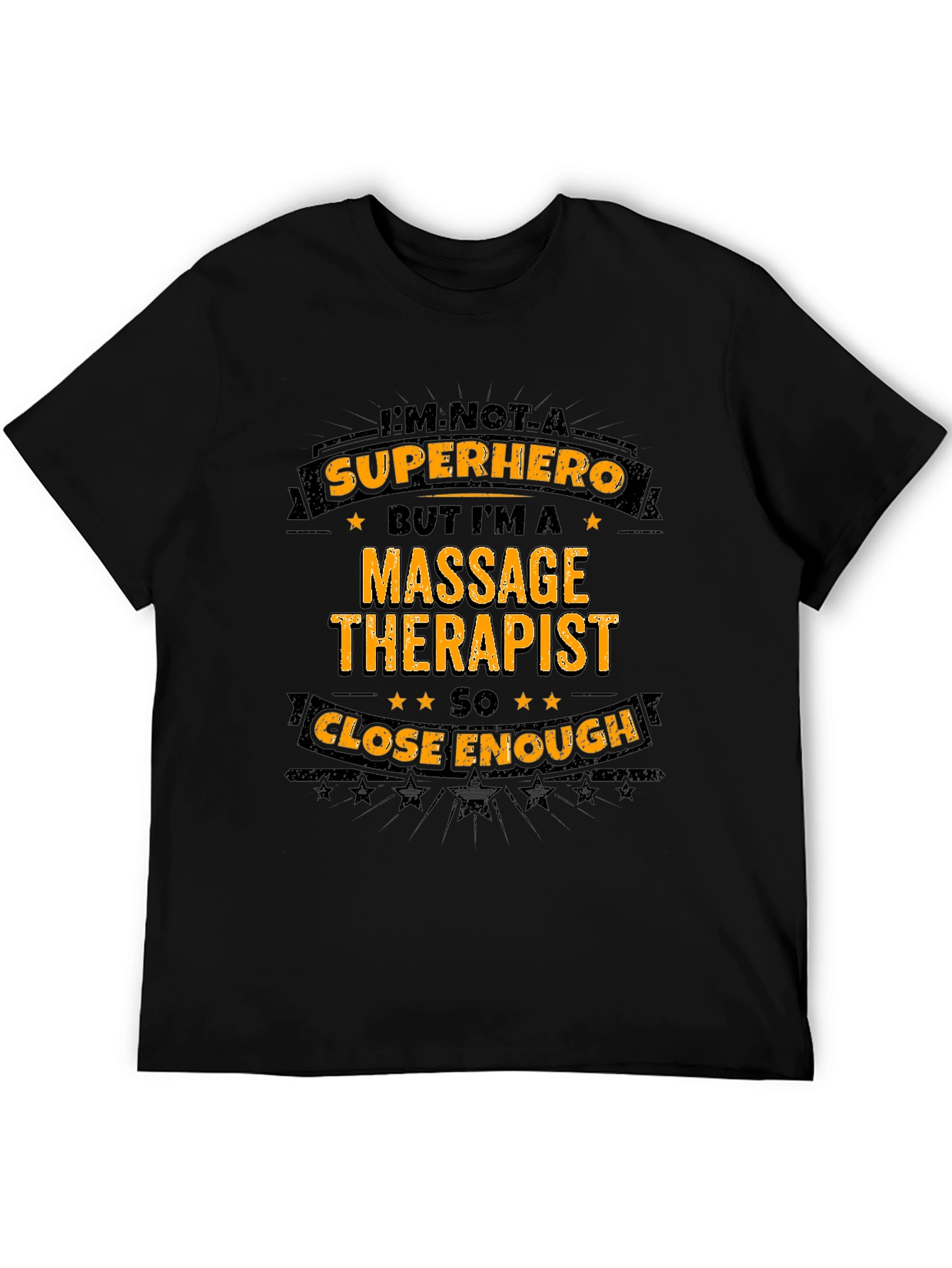 Black Massage Therapist Superhero T-Shirt - Black Graphic Tee view 5